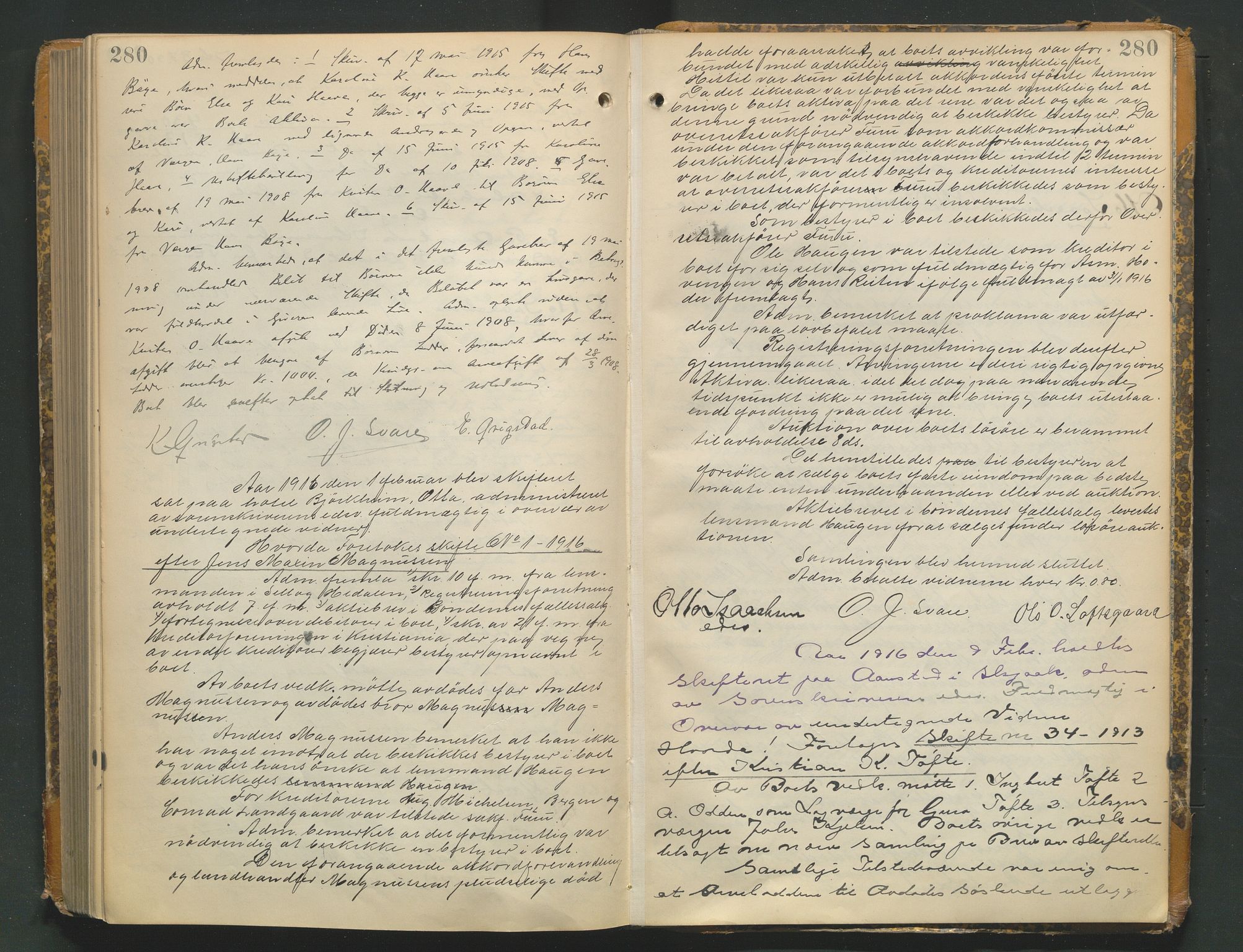 Nord-Gudbrandsdal tingrett, AV/SAH-TING-002/J/Jc/L0005: Skifteforhandlingsprotokoll, 1907-1916, s. 280