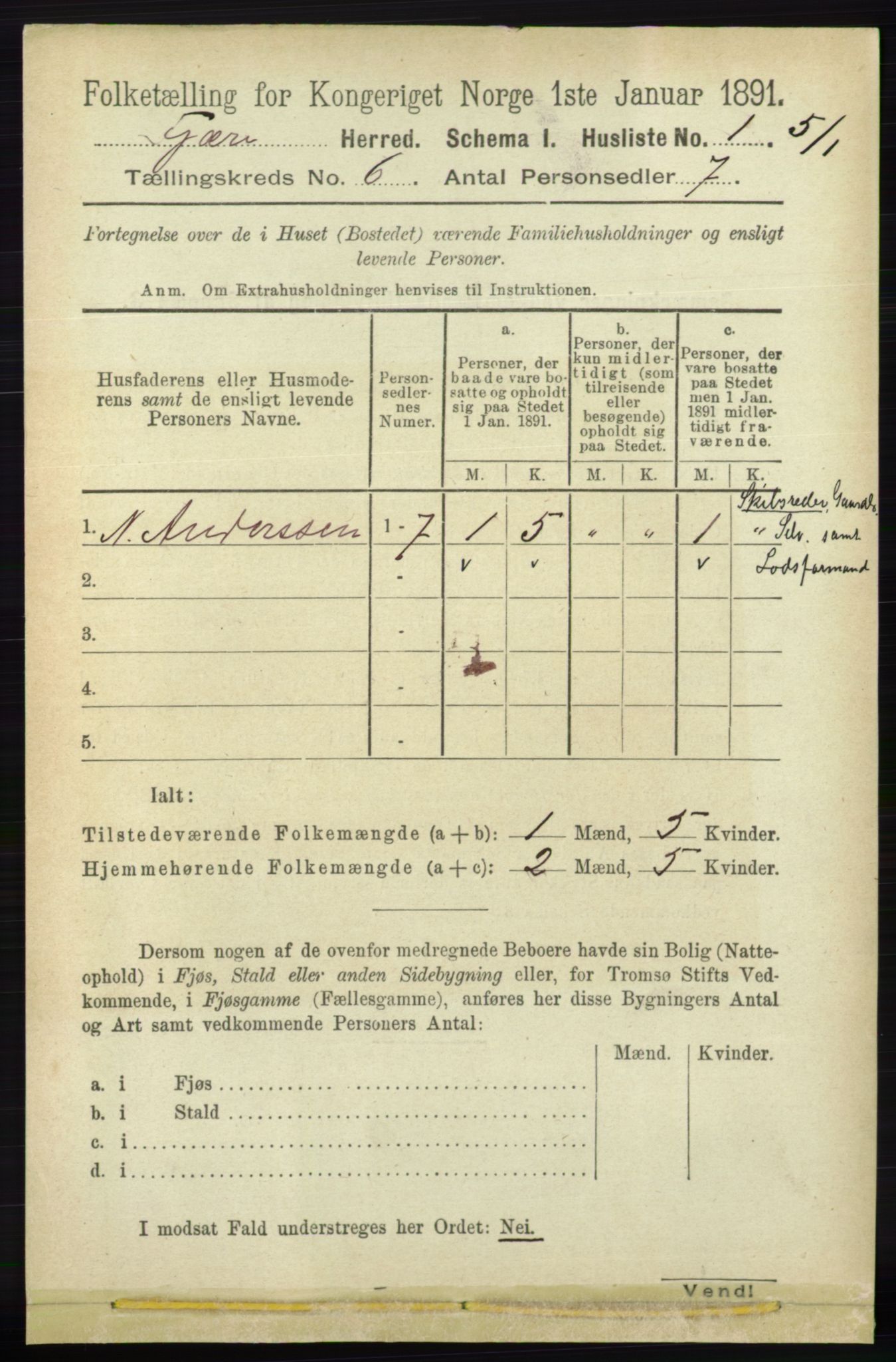 RA, Folketelling 1891 for 0923 Fjære herred, 1891, s. 2927