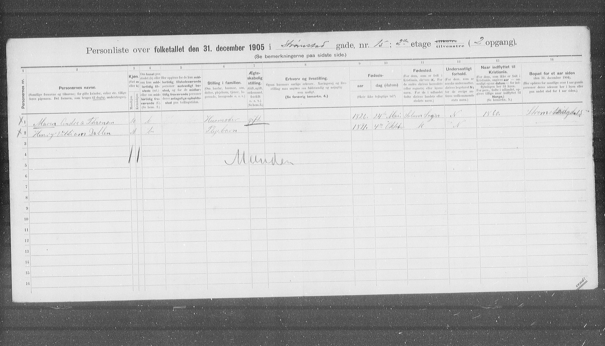 OBA, Kommunal folketelling 31.12.1905 for Kristiania kjøpstad, 1905, s. 54383