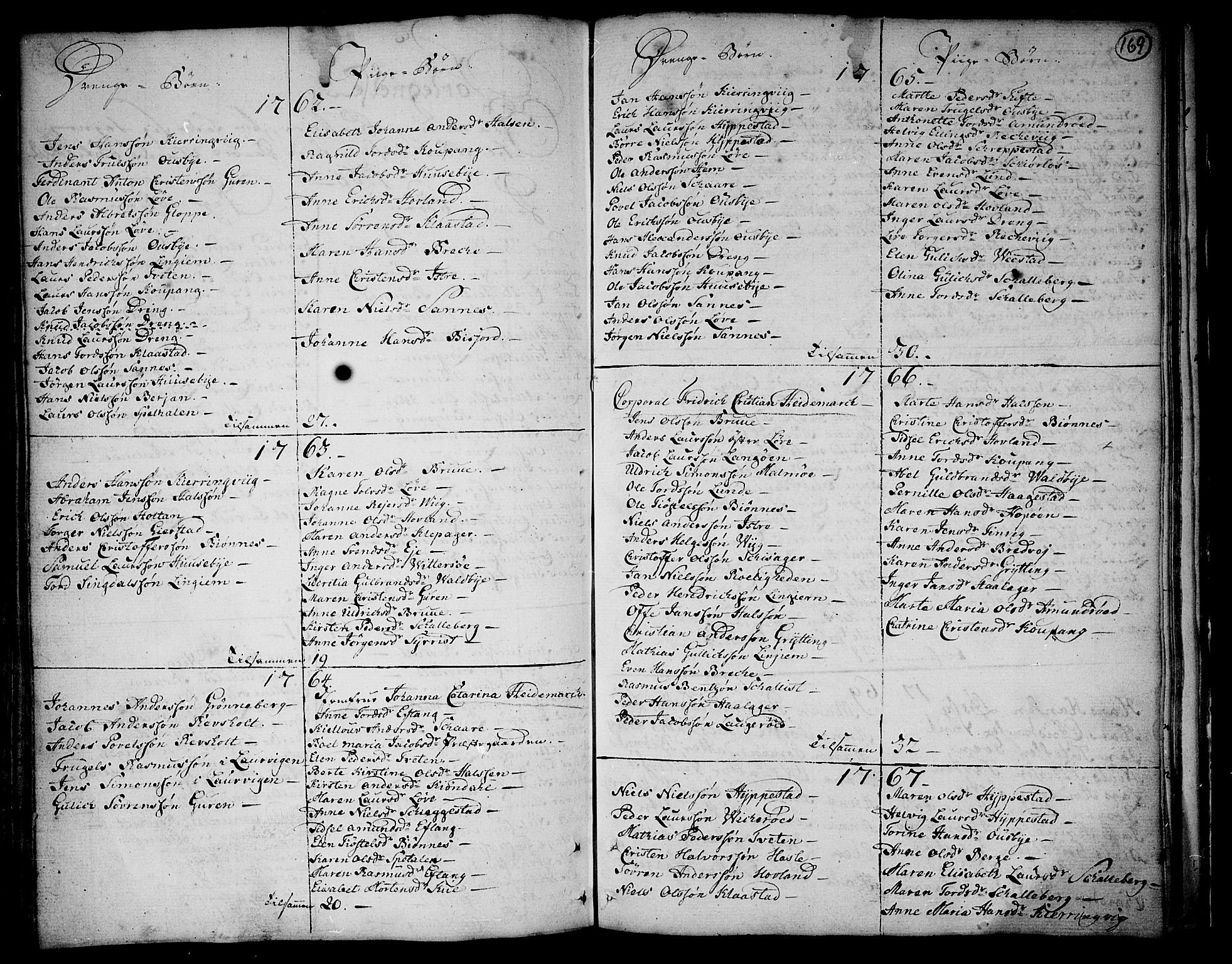 Tjølling kirkebøker, SAKO/A-60/F/Fa/L0003: Ministerialbok nr. 3, 1735-1778, s. 169