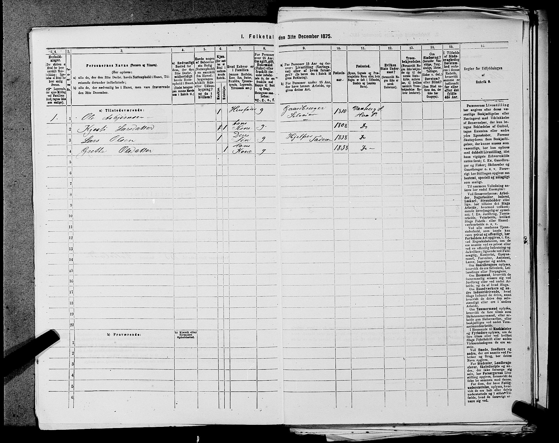 SAST, Folketelling 1875 for 1119P Hå prestegjeld, 1875, s. 1066