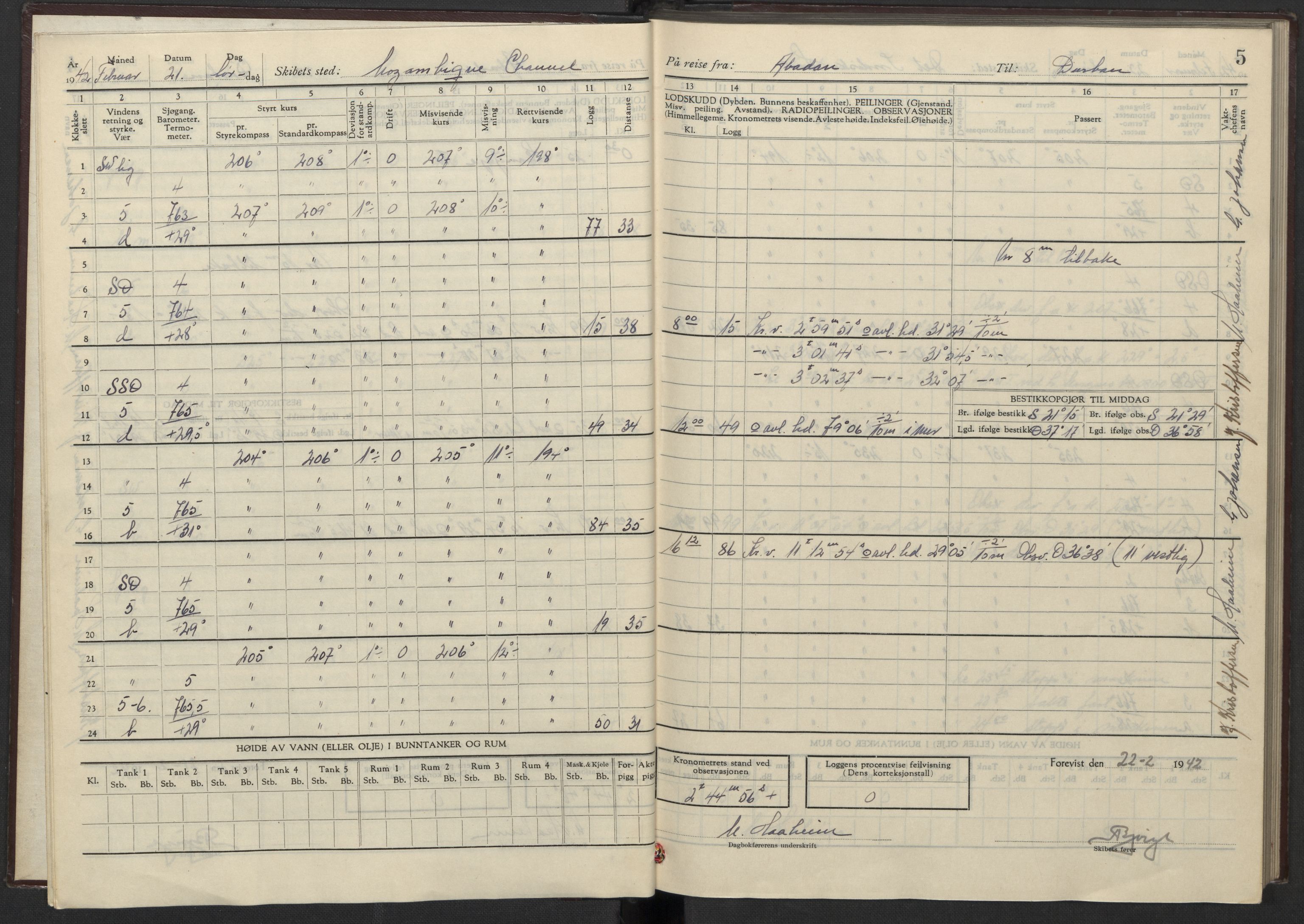 Nortraship, Skipsdagbøker, AV/RA-S-2168/F/L1885/0002: Boknr. 10489 - 10493 / Boknr. 10490 Jotunfjell, 1942, s. 5