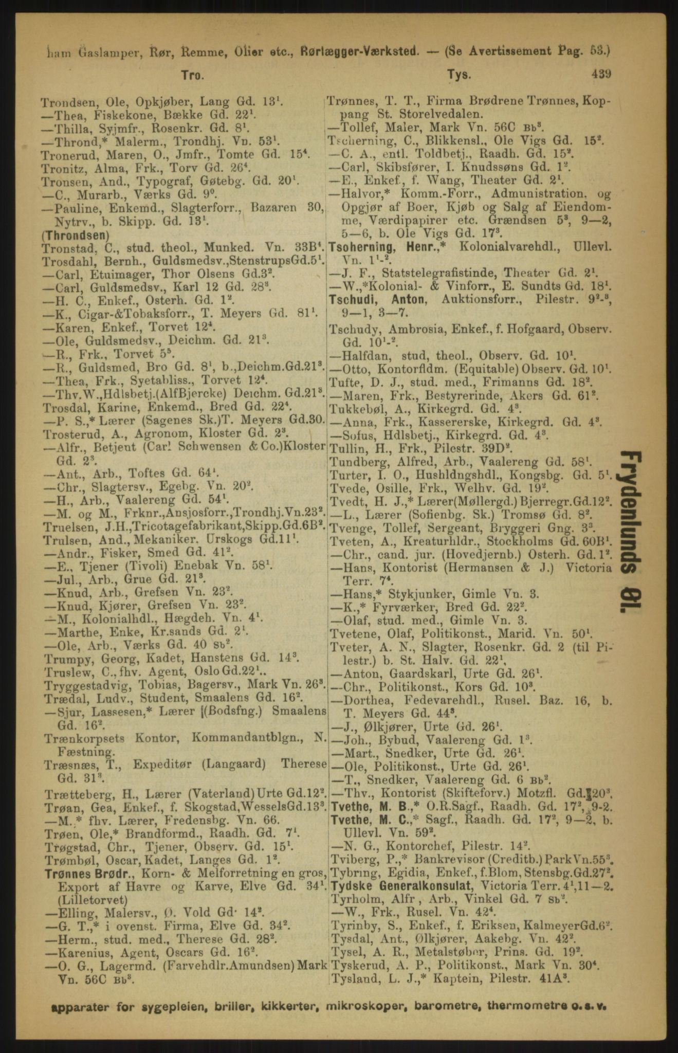 Kristiania/Oslo adressebok, PUBL/-, 1891, s. 439