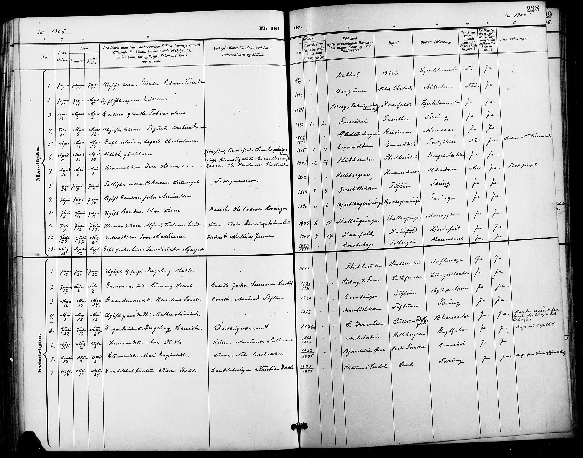 Vestre Gausdal prestekontor, AV/SAH-PREST-094/H/Ha/Hab/L0003: Klokkerbok nr. 3, 1896-1925, s. 228