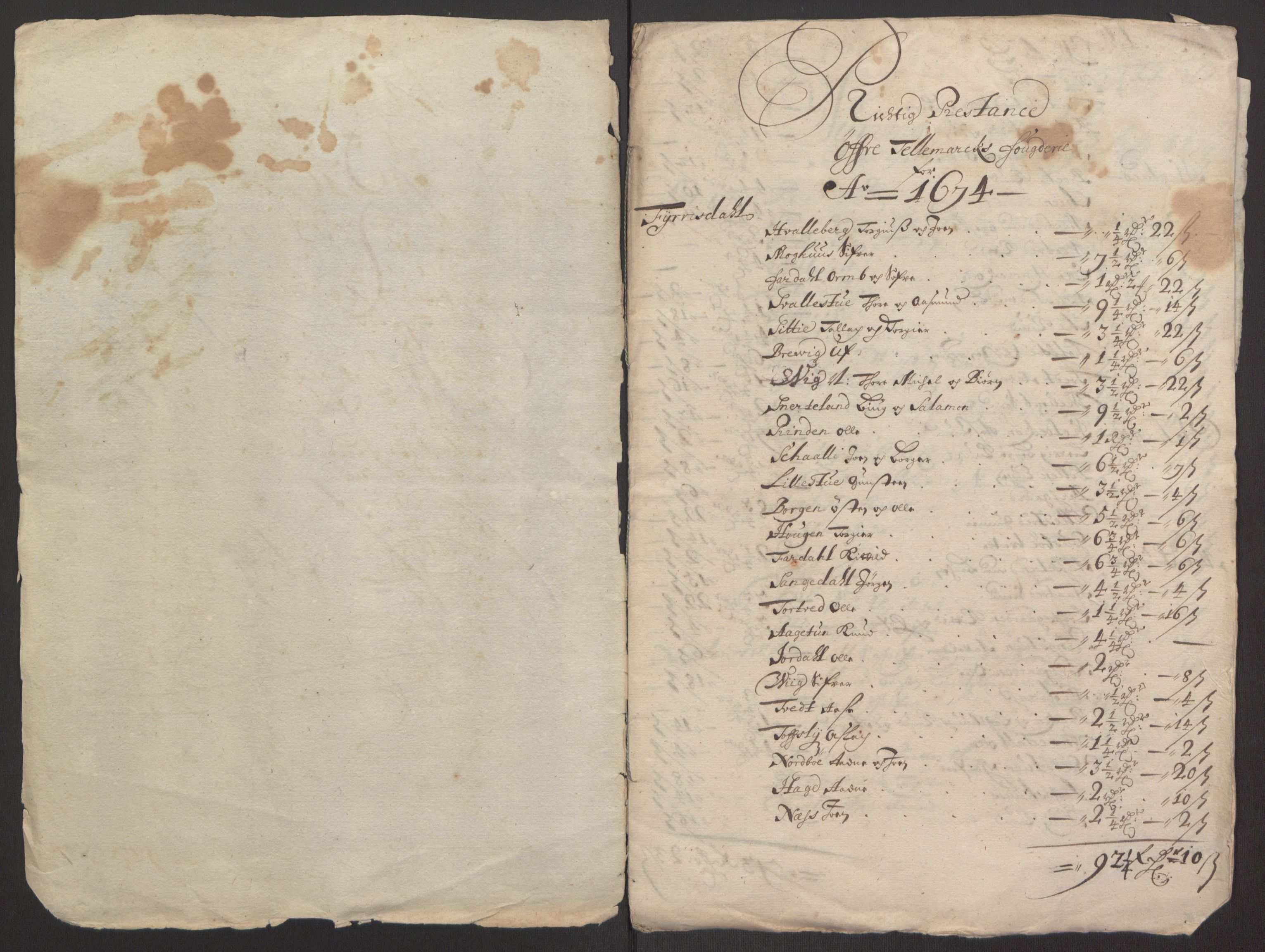 Rentekammeret inntil 1814, Reviderte regnskaper, Fogderegnskap, AV/RA-EA-4092/R35/L2061: Fogderegnskap Øvre og Nedre Telemark, 1673-1674, s. 204