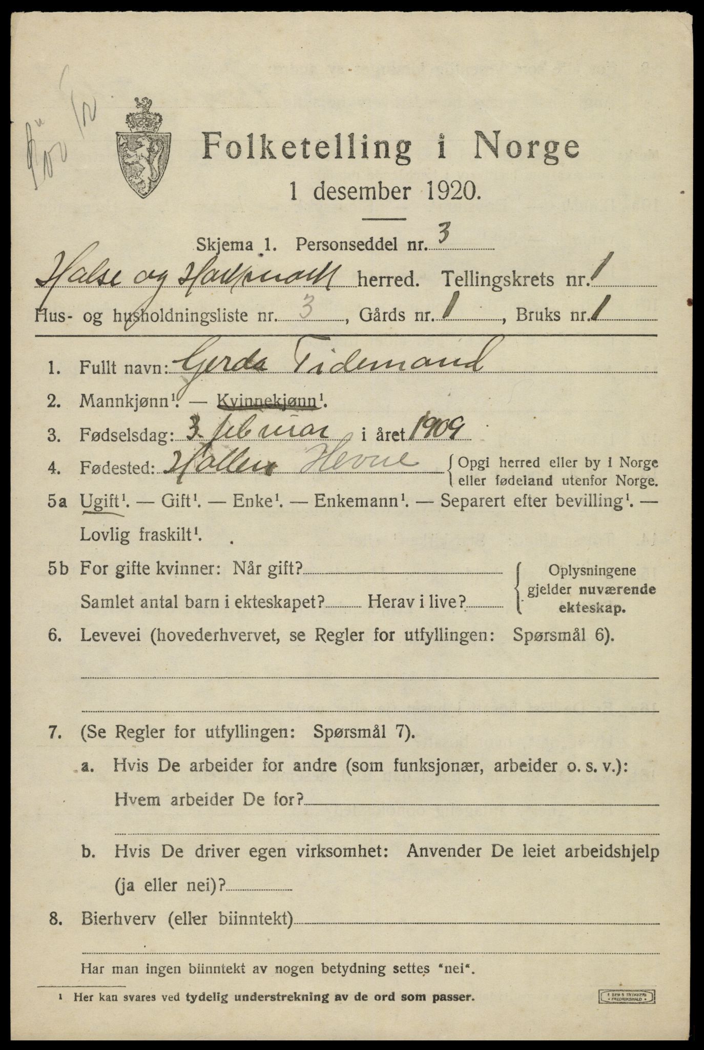 SAK, Folketelling 1920 for 1019 Halse og Harkmark herred, 1920, s. 1505