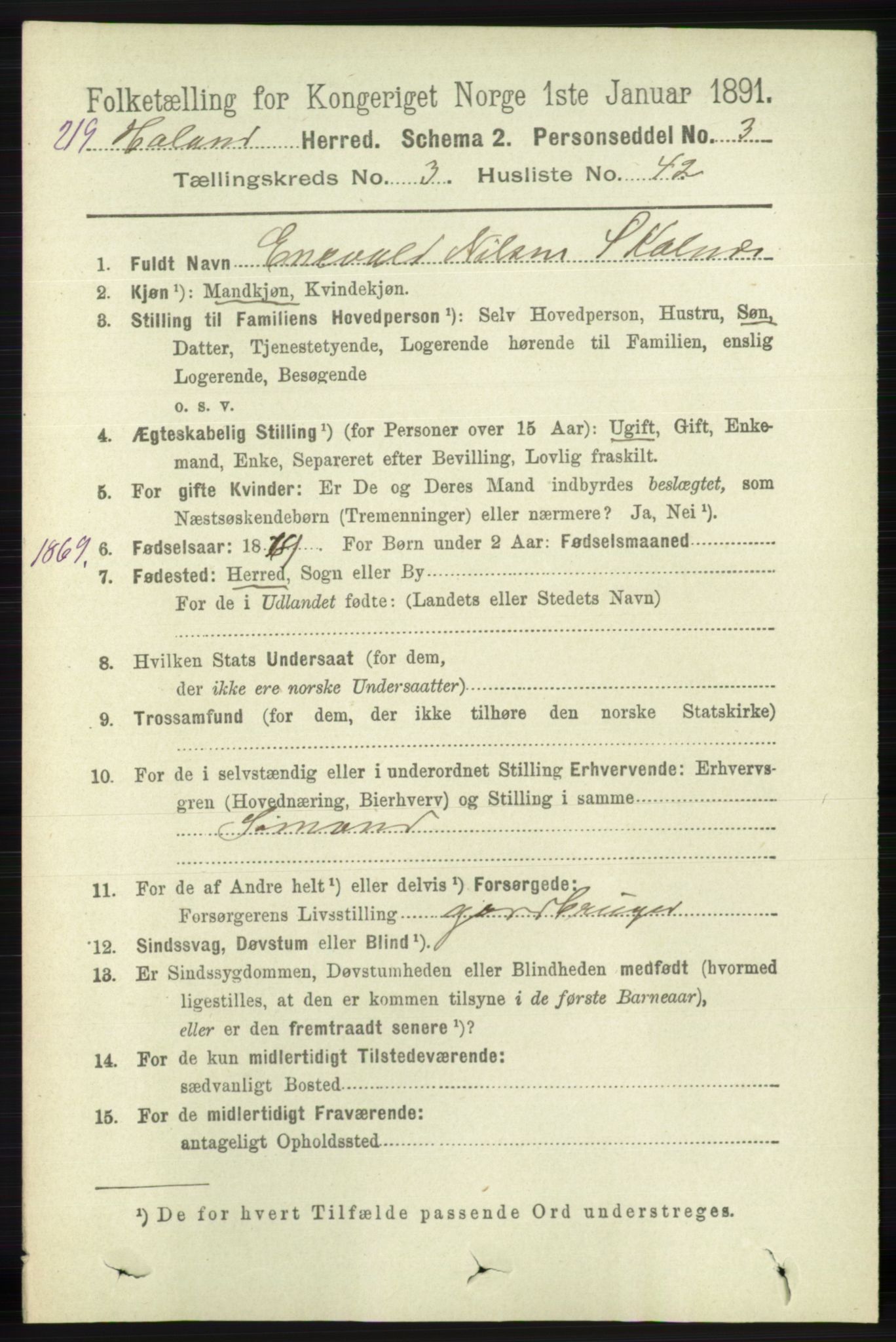 RA, Folketelling 1891 for 1124 Haaland herred, 1891, s. 1960