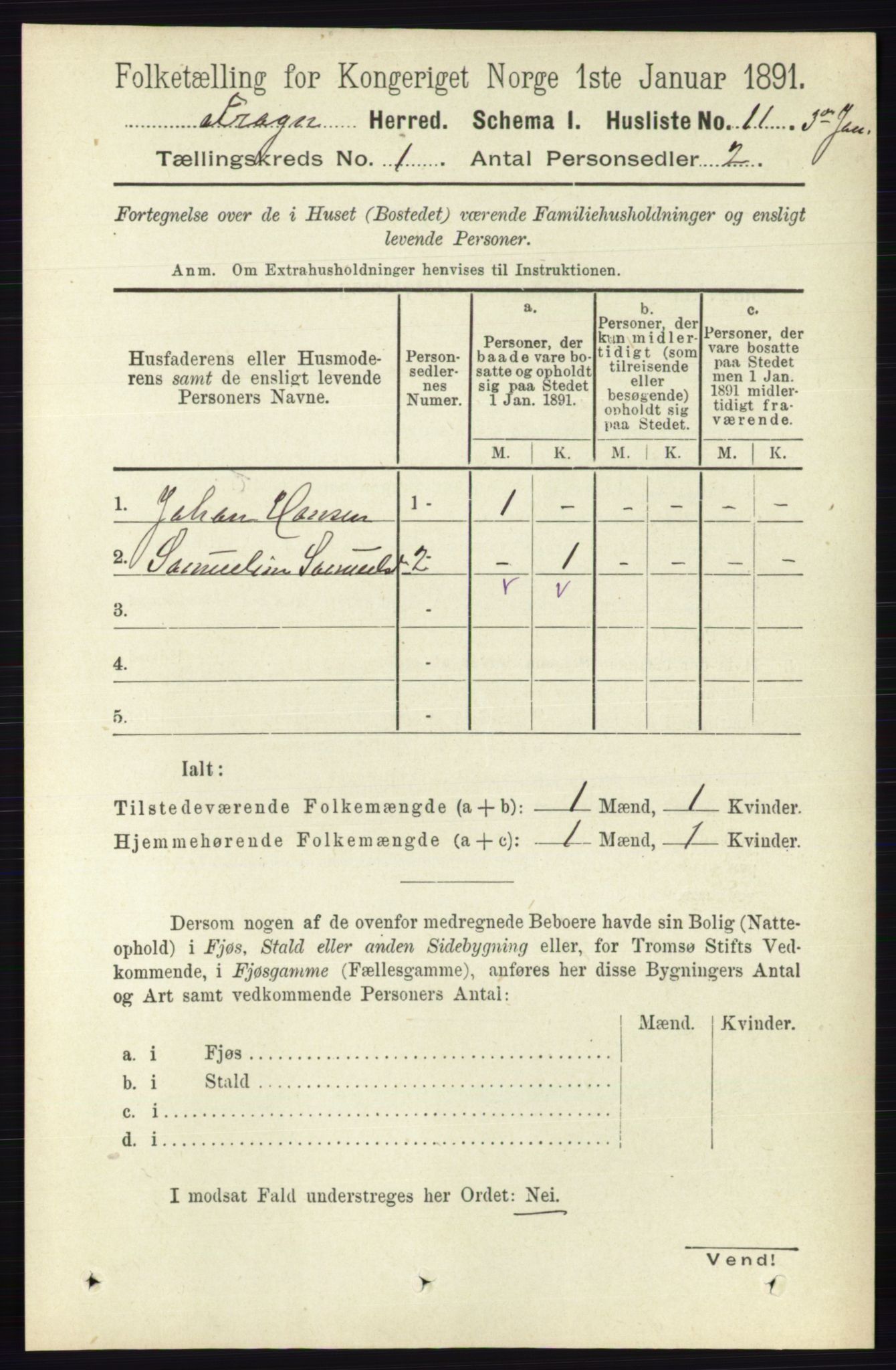 RA, Folketelling 1891 for 0215 Frogn herred, 1891, s. 26