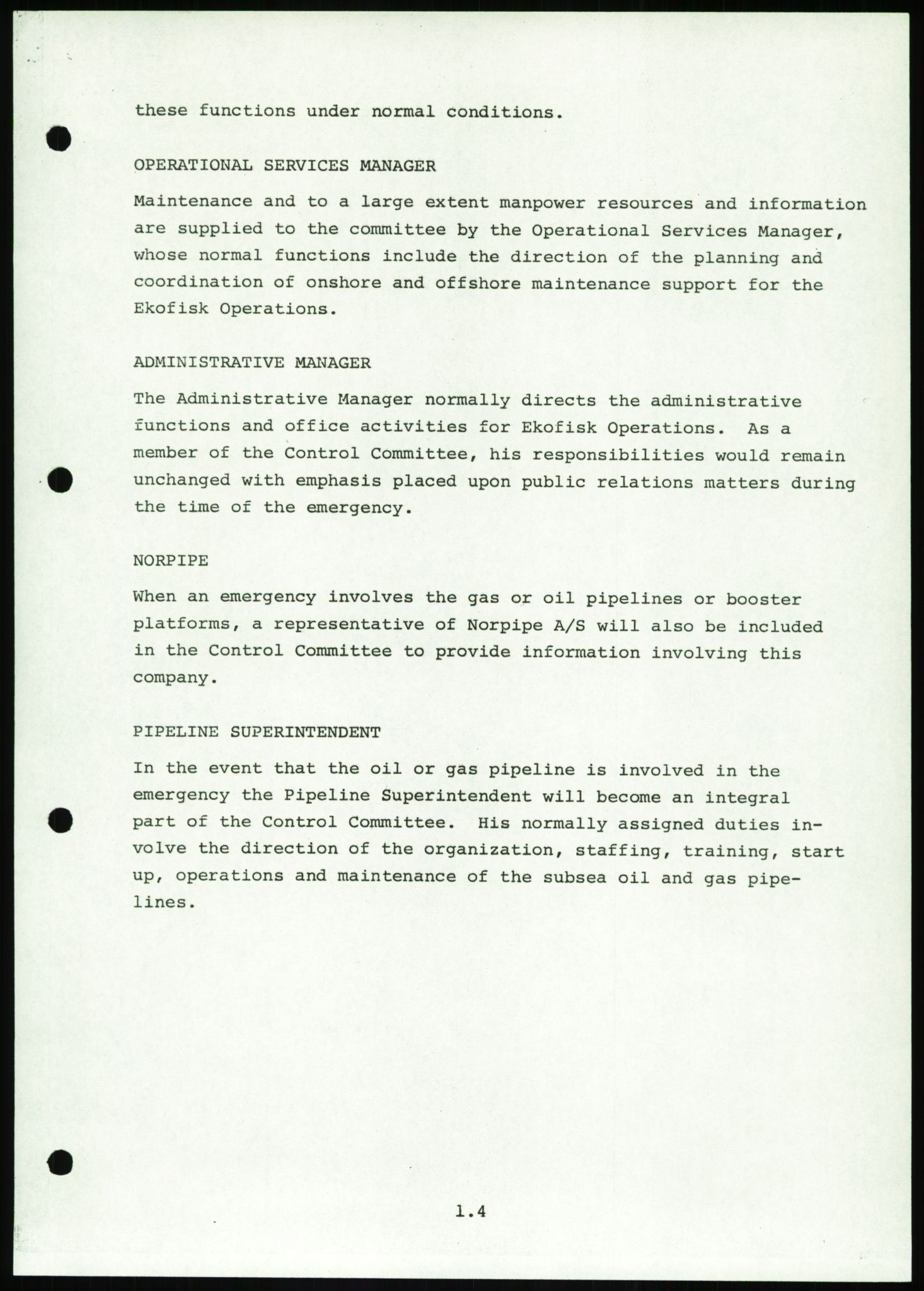Justisdepartementet, Granskningskommisjonen ved Alexander Kielland-ulykken 27.3.1980, AV/RA-S-1165/D/L0016: O Beredskapsplaner (Doku.liste + O1-O3 av 3), 1980-1981, s. 12