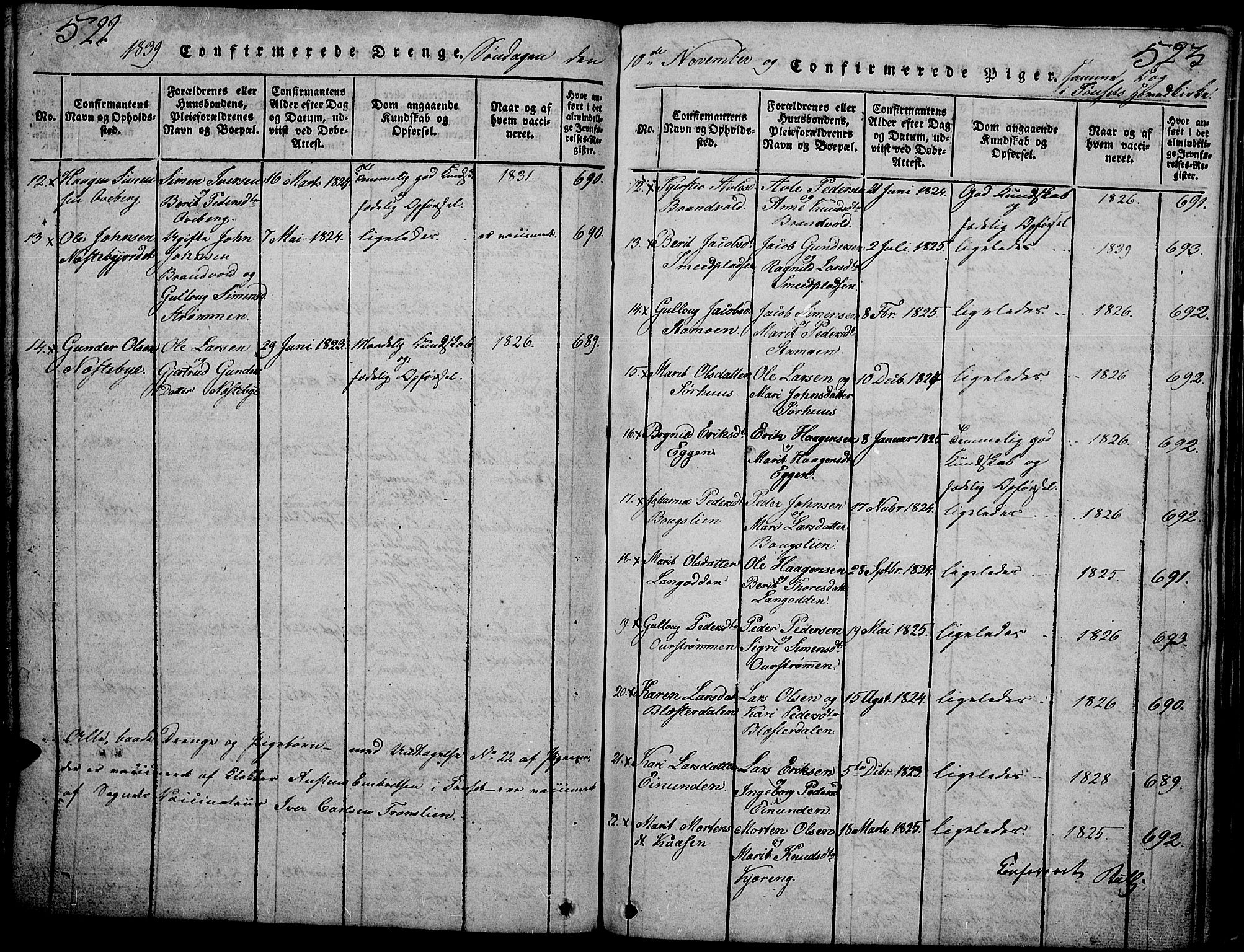 Tynset prestekontor, AV/SAH-PREST-058/H/Ha/Hab/L0002: Klokkerbok nr. 2, 1814-1862, s. 522-523