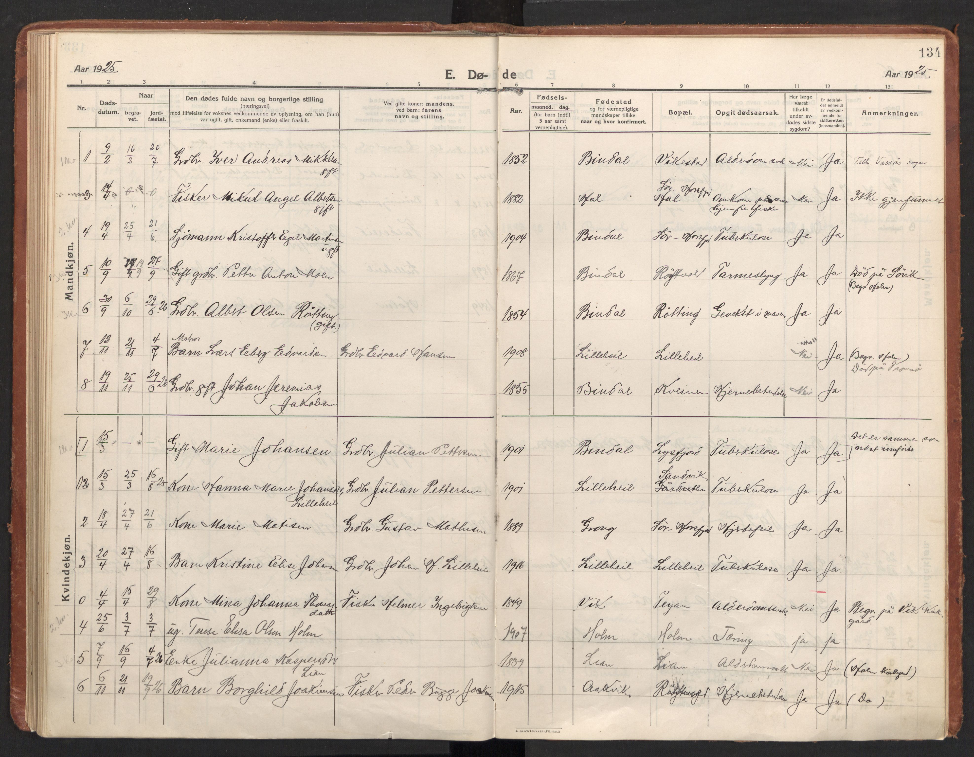 Ministerialprotokoller, klokkerbøker og fødselsregistre - Nordland, AV/SAT-A-1459/811/L0168: Ministerialbok nr. 811A05, 1914-1932, s. 134