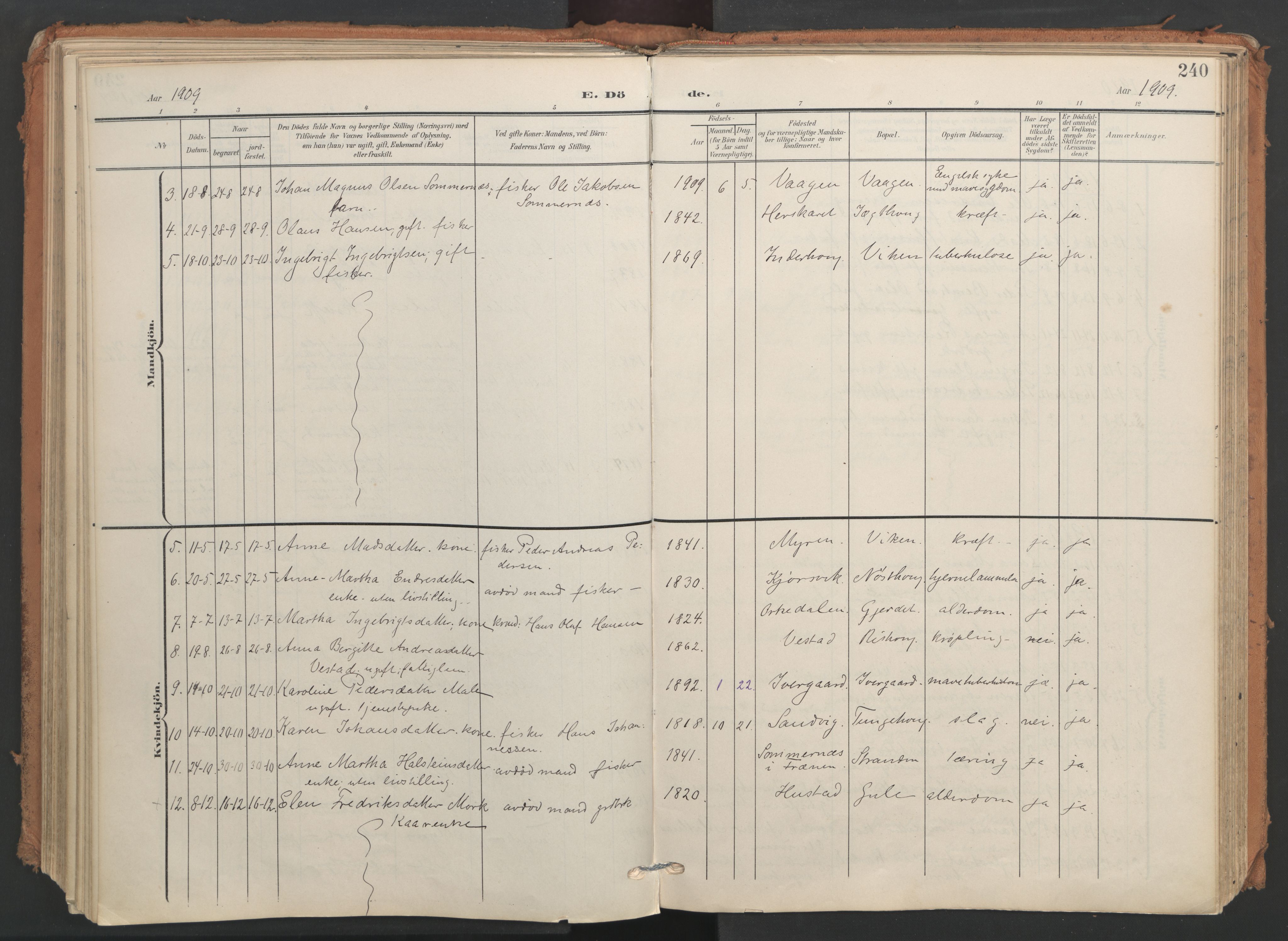 Ministerialprotokoller, klokkerbøker og fødselsregistre - Møre og Romsdal, AV/SAT-A-1454/566/L0771: Ministerialbok nr. 566A10, 1904-1929, s. 240