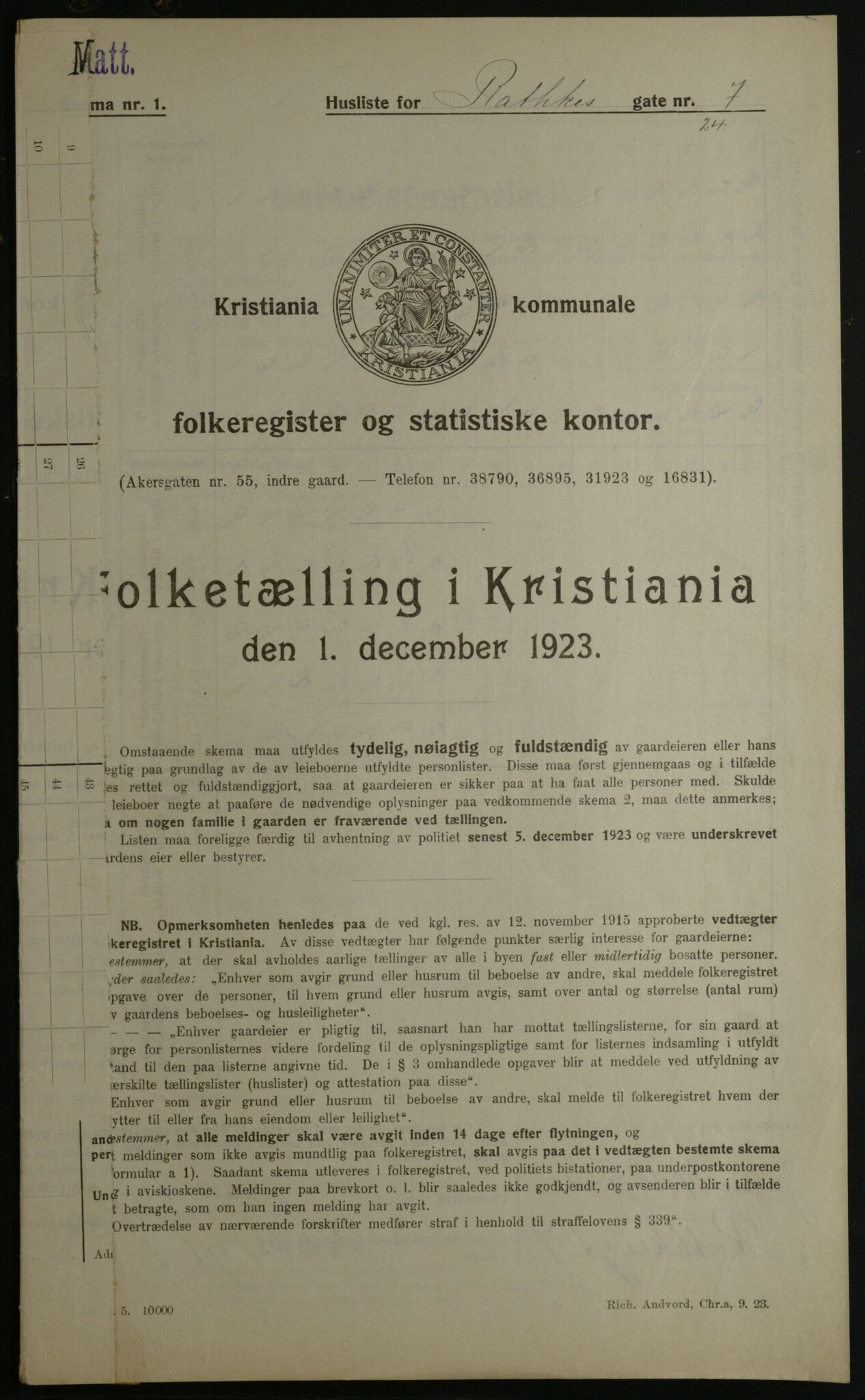 OBA, Kommunal folketelling 1.12.1923 for Kristiania, 1923, s. 90898