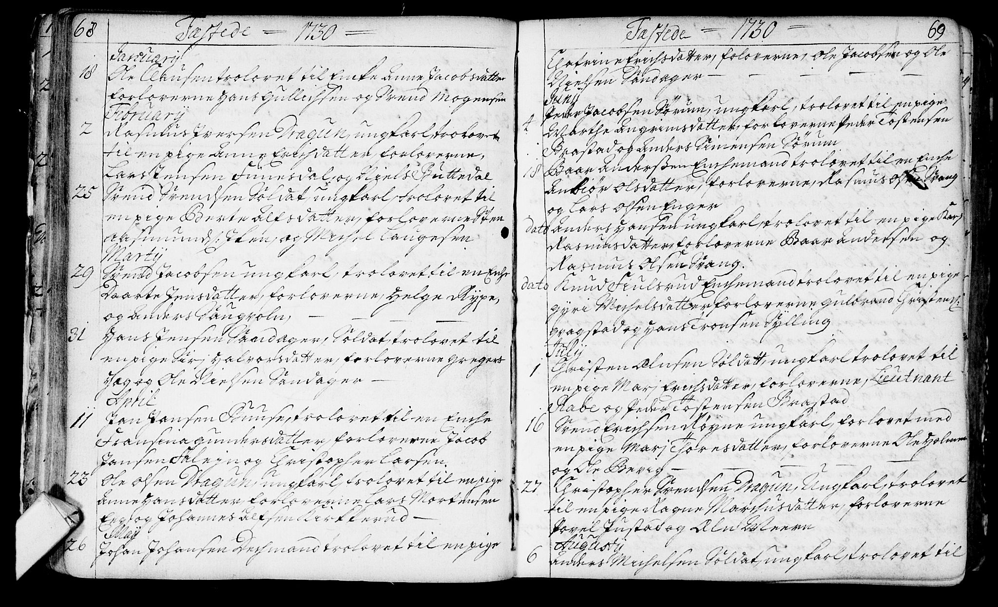 Lier kirkebøker, SAKO/A-230/F/Fa/L0003: Ministerialbok nr. I 3, 1727-1748, s. 68-69