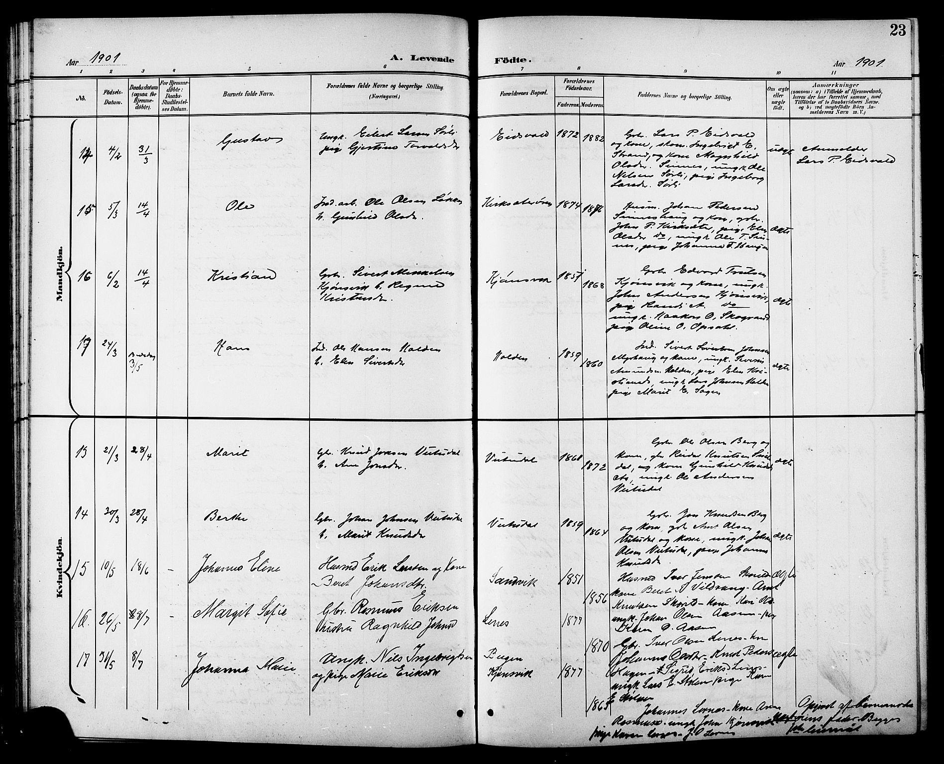 Ministerialprotokoller, klokkerbøker og fødselsregistre - Sør-Trøndelag, SAT/A-1456/630/L0505: Klokkerbok nr. 630C03, 1899-1914, s. 23