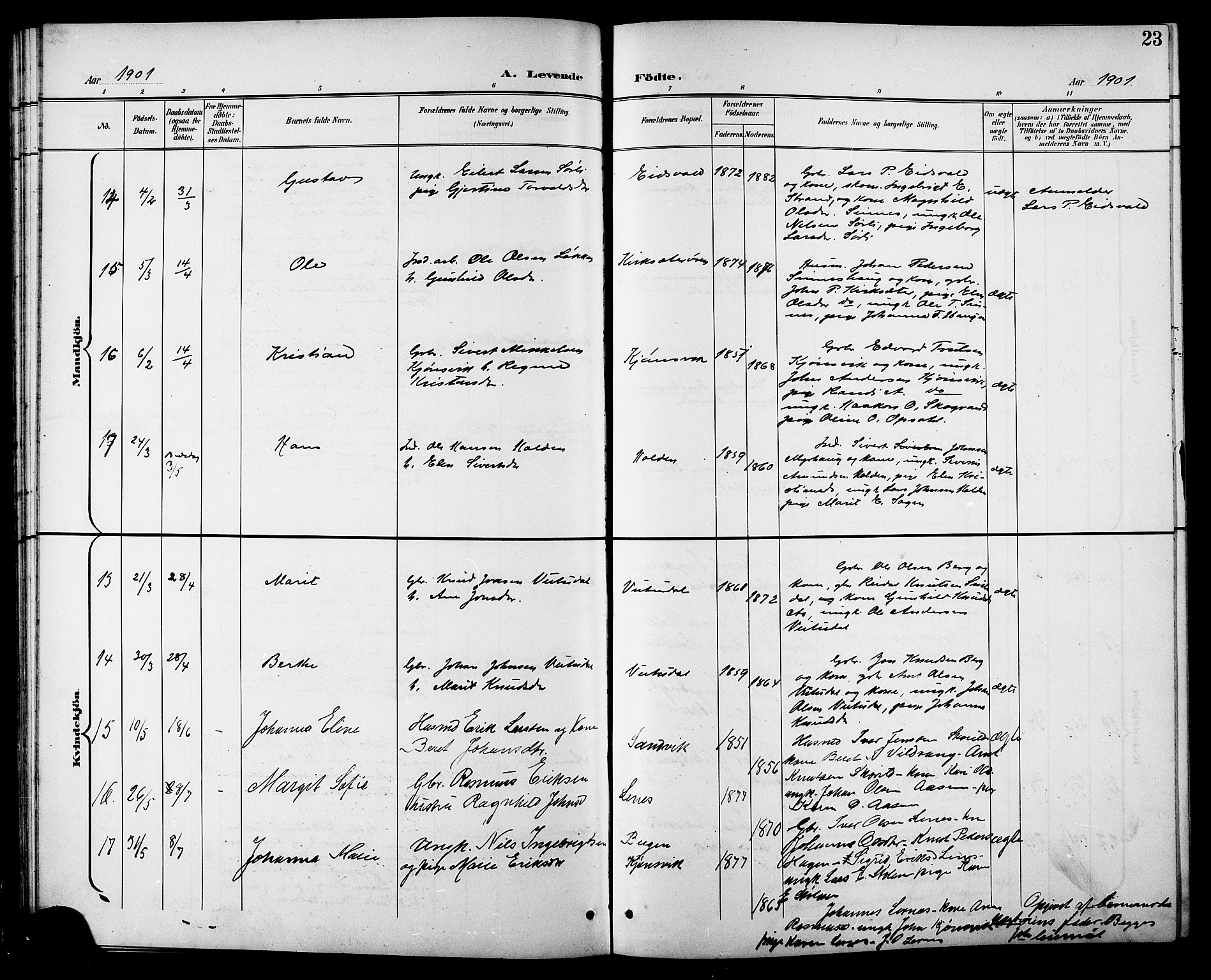 Ministerialprotokoller, klokkerbøker og fødselsregistre - Sør-Trøndelag, AV/SAT-A-1456/630/L0505: Klokkerbok nr. 630C03, 1899-1914, s. 23