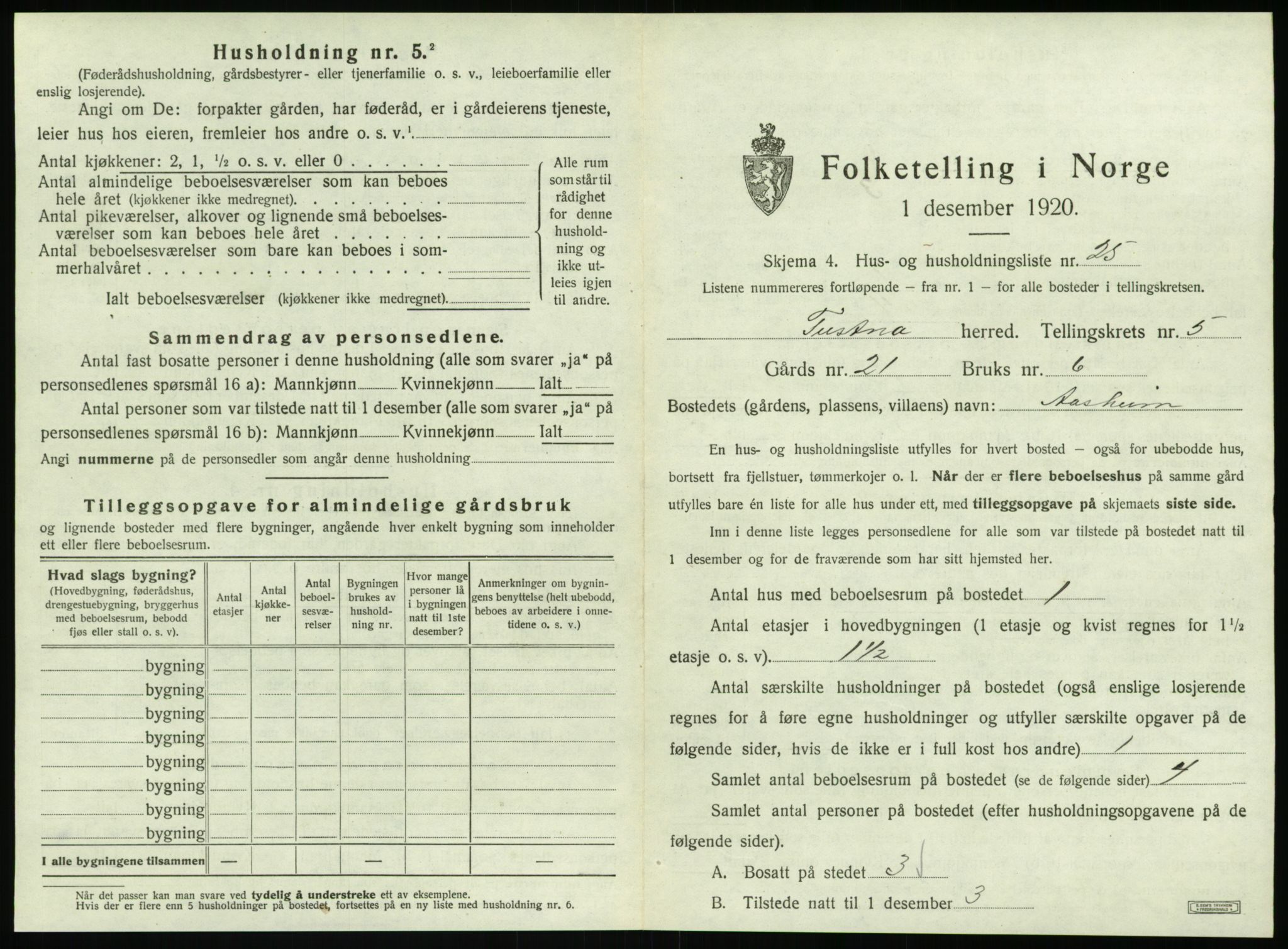 SAT, Folketelling 1920 for 1572 Tustna herred, 1920, s. 379