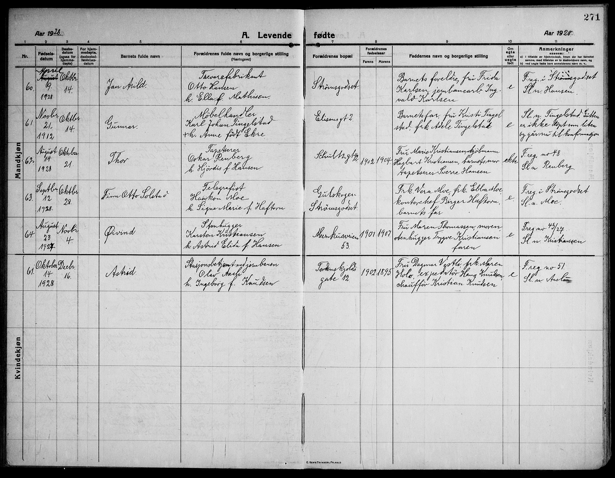 Strømsø kirkebøker, AV/SAKO-A-246/F/Fa/L0029: Ministerialbok nr. I 27, 1915-1930, s. 271