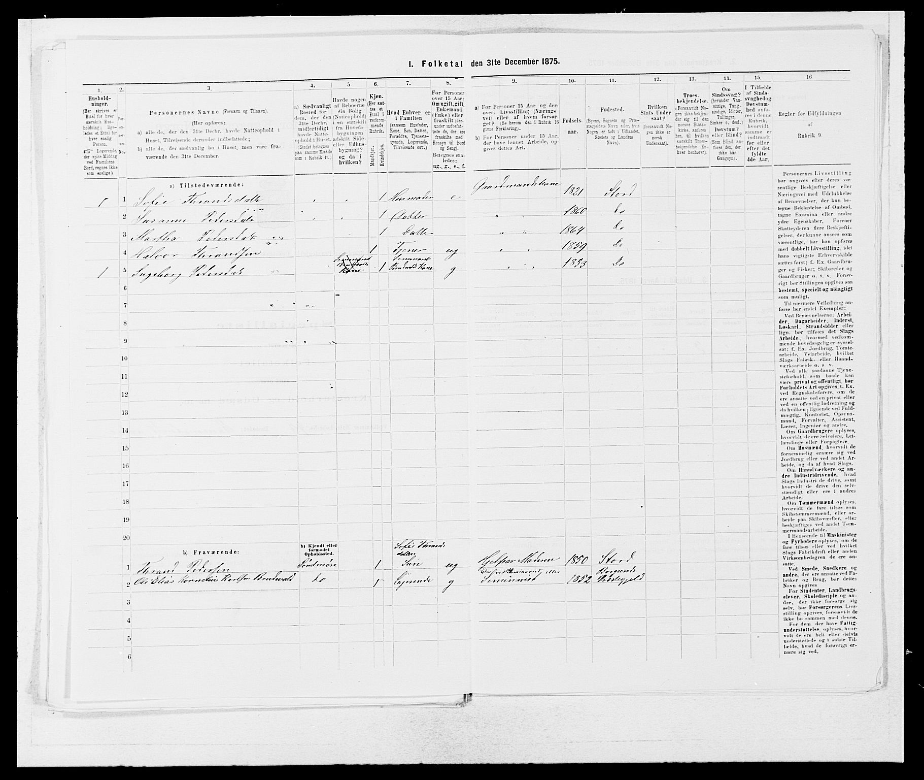 SAB, Folketelling 1875 for 1221P Stord prestegjeld, 1875, s. 166