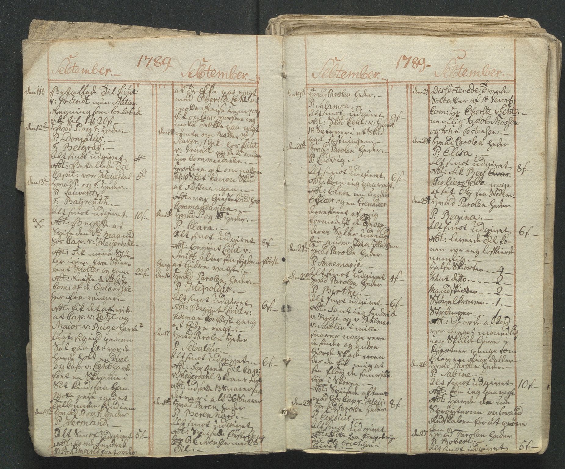 Åker i Vang, Hedmark, og familien Todderud, AV/SAH-ARK-010/G/Ga/L0002/0002: Dagbøker / Dagbok, 1789-1797