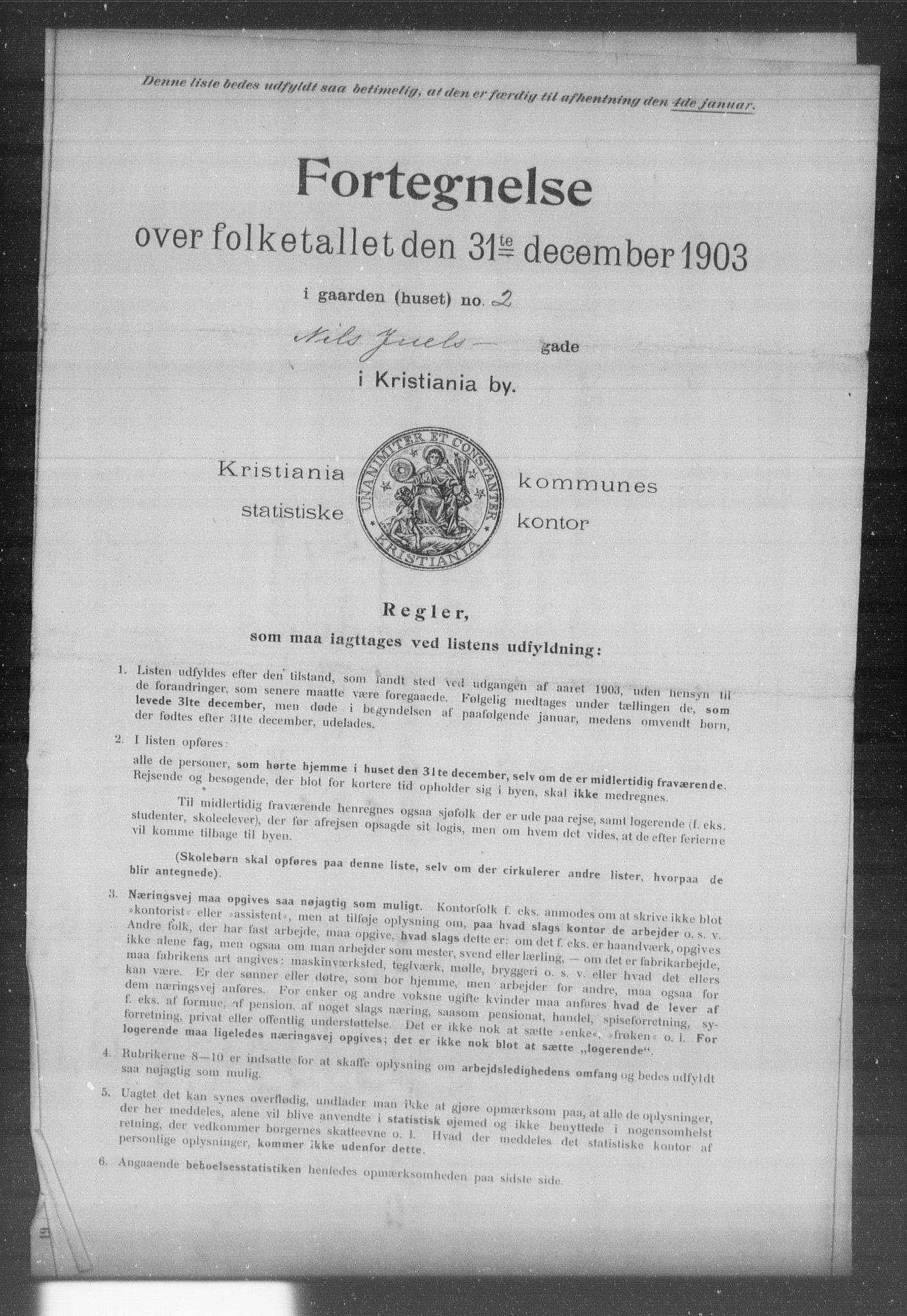 OBA, Kommunal folketelling 31.12.1903 for Kristiania kjøpstad, 1903, s. 13656