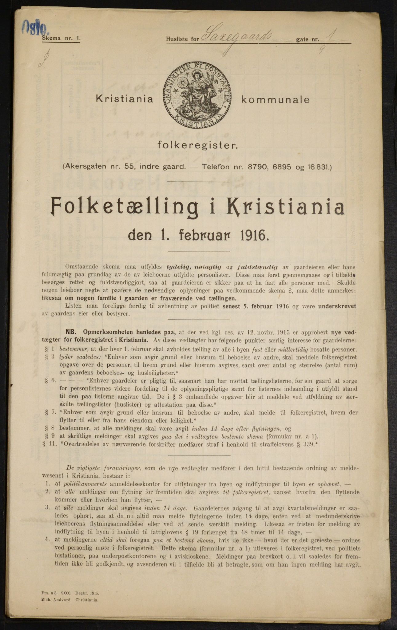OBA, Kommunal folketelling 1.2.1916 for Kristiania, 1916, s. 91482