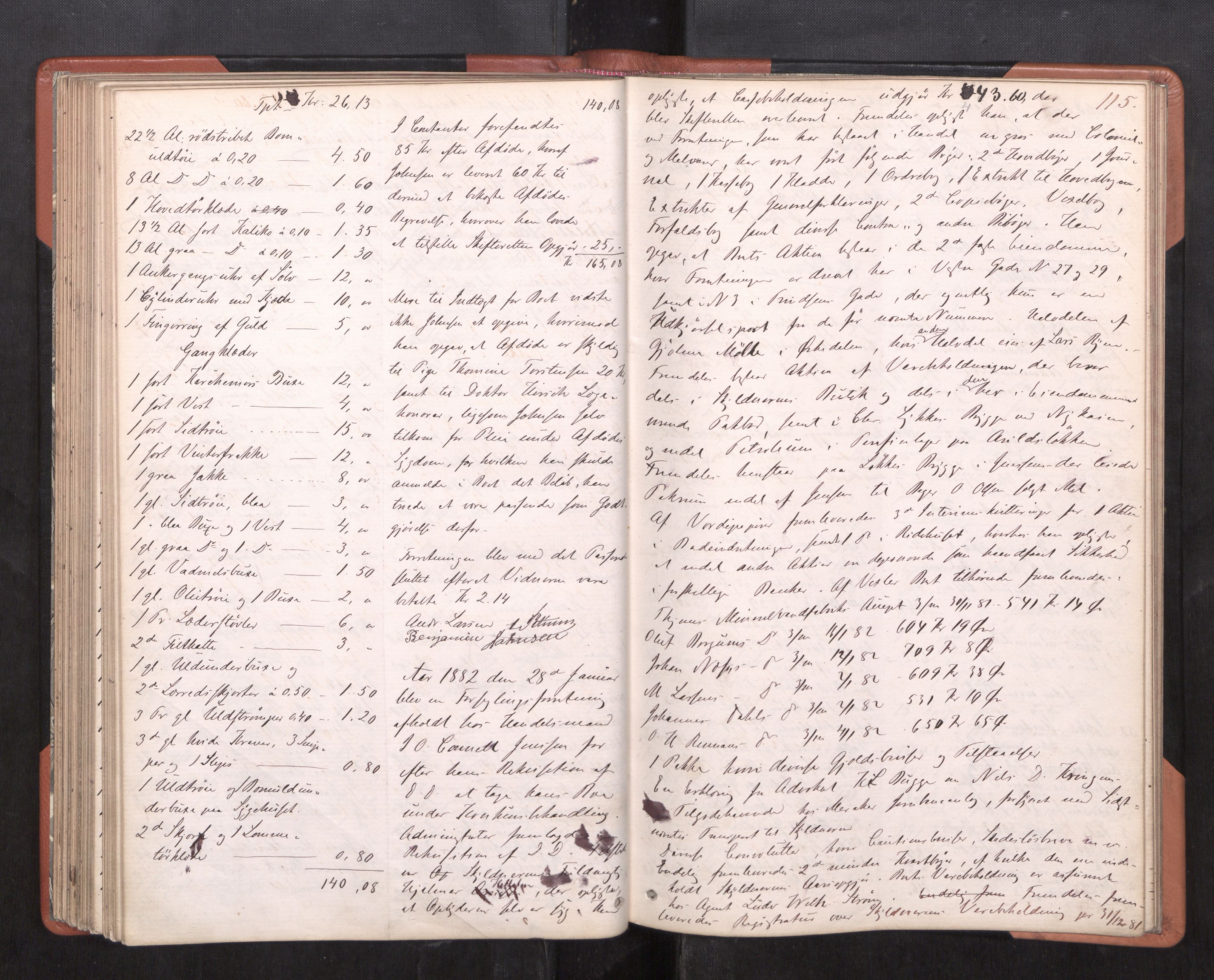 Trondheim byfogd, AV/SAT-A-0003/1/3/3C/L0008: Skifteregistreringsprotokoll (u/ register), 1878-1883, s. 115