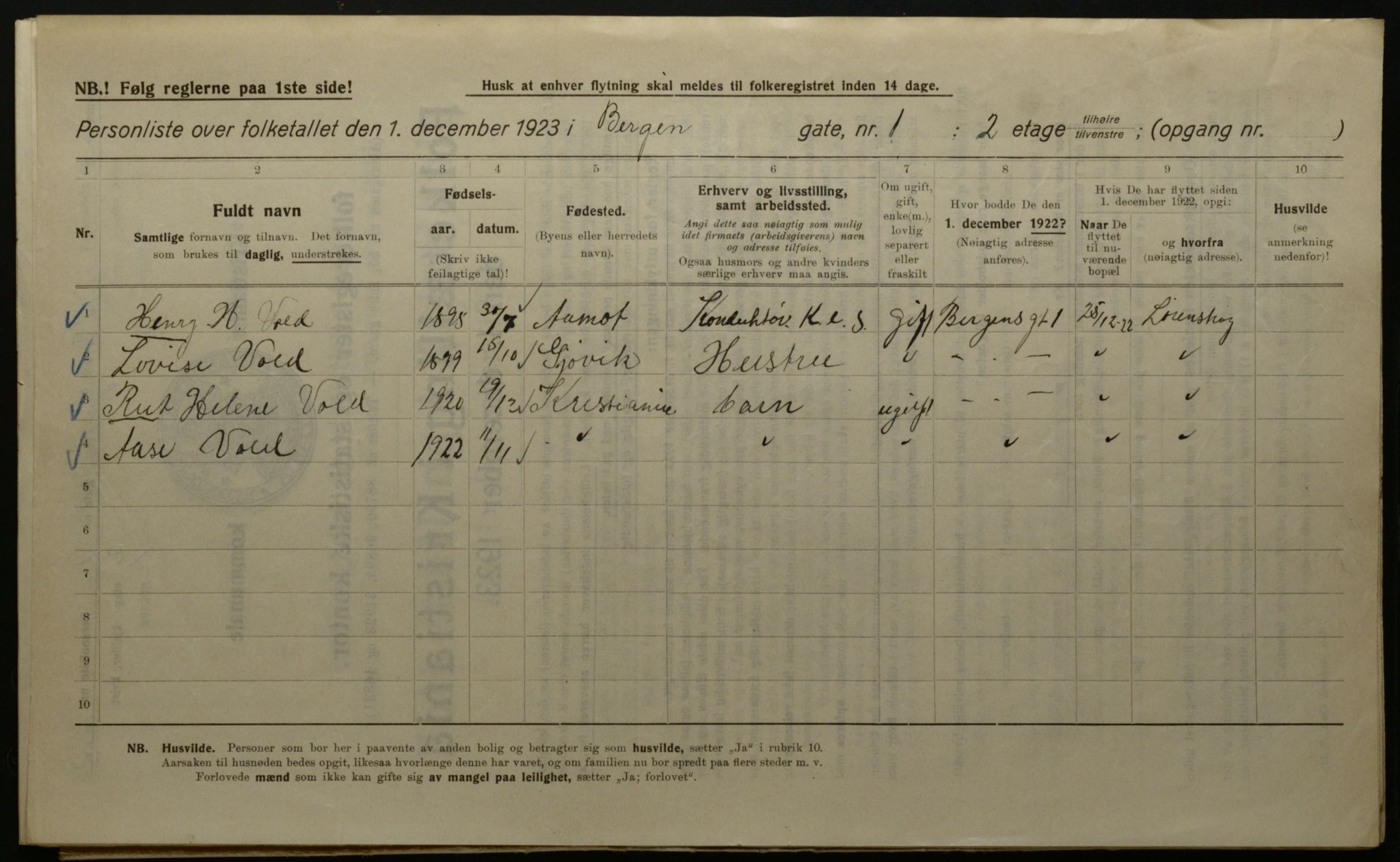 OBA, Kommunal folketelling 1.12.1923 for Kristiania, 1923, s. 4529