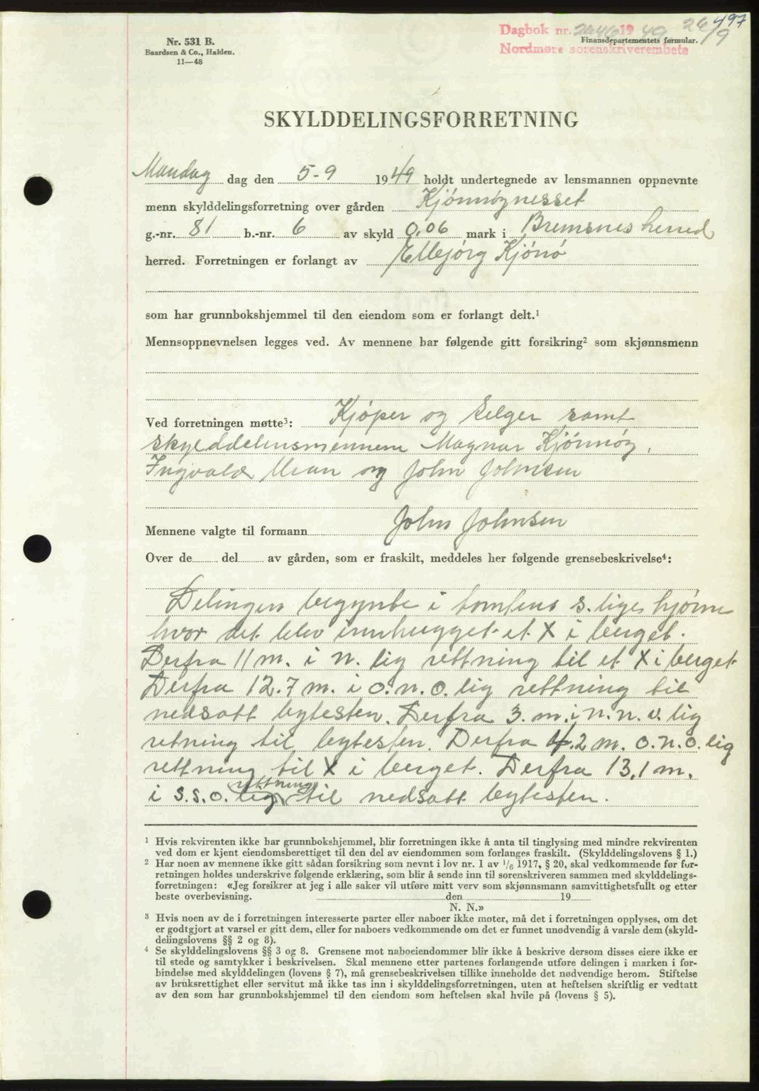 Nordmøre sorenskriveri, SAT/A-4132/1/2/2Ca: Pantebok nr. A112, 1949-1949, Dagboknr: 2646/1949