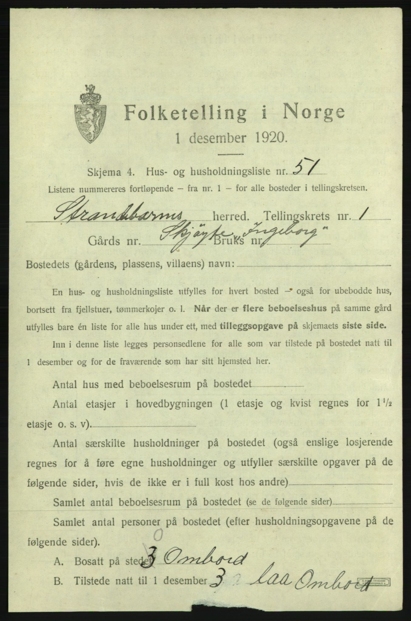 SAB, Folketelling 1920 for 1226 Strandebarm herred, 1920, s. 228