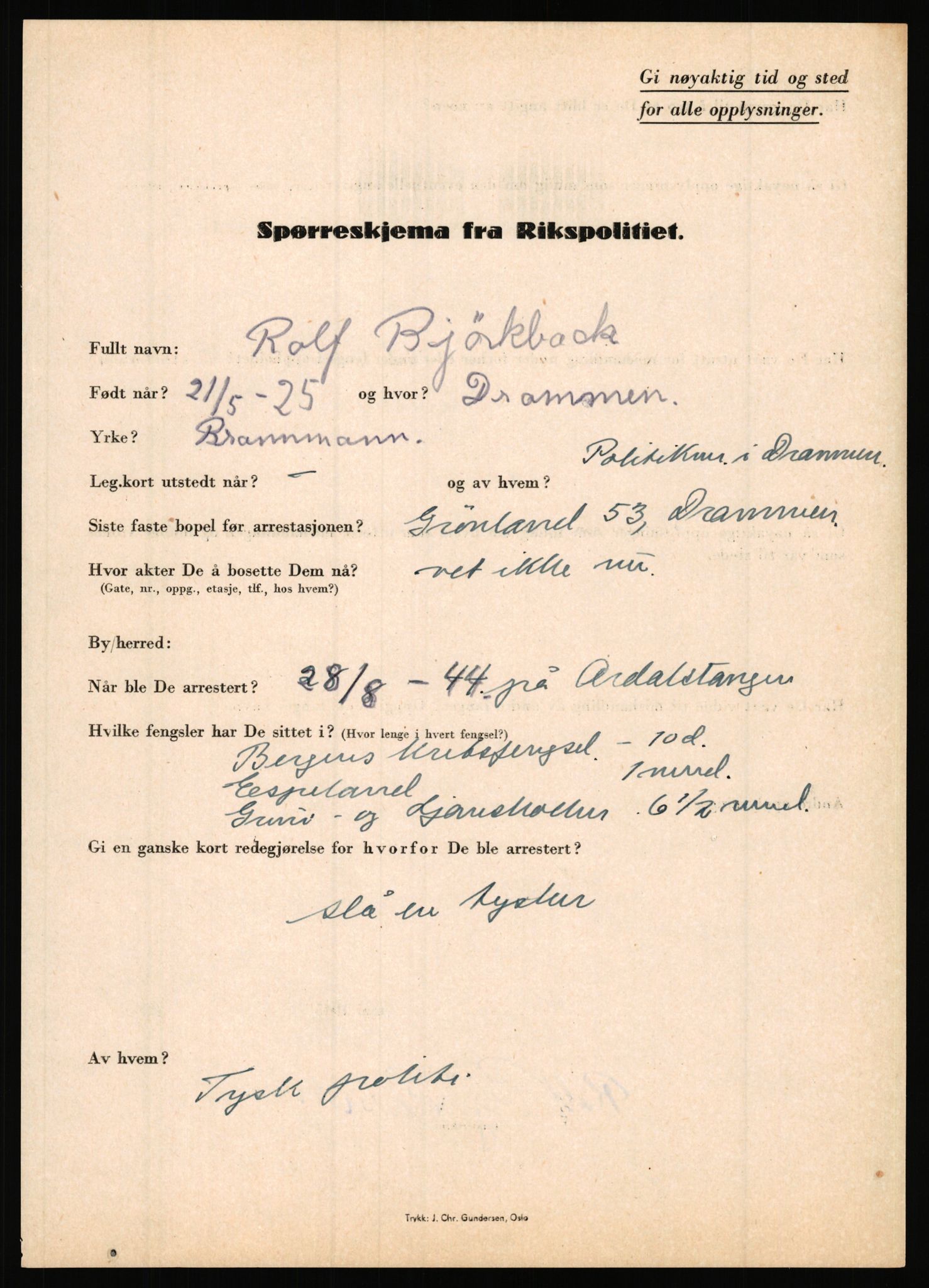 Rikspolitisjefen, AV/RA-S-1560/L/L0002: Berg, Alf - Bråthen, Thorleif, 1940-1945, s. 535