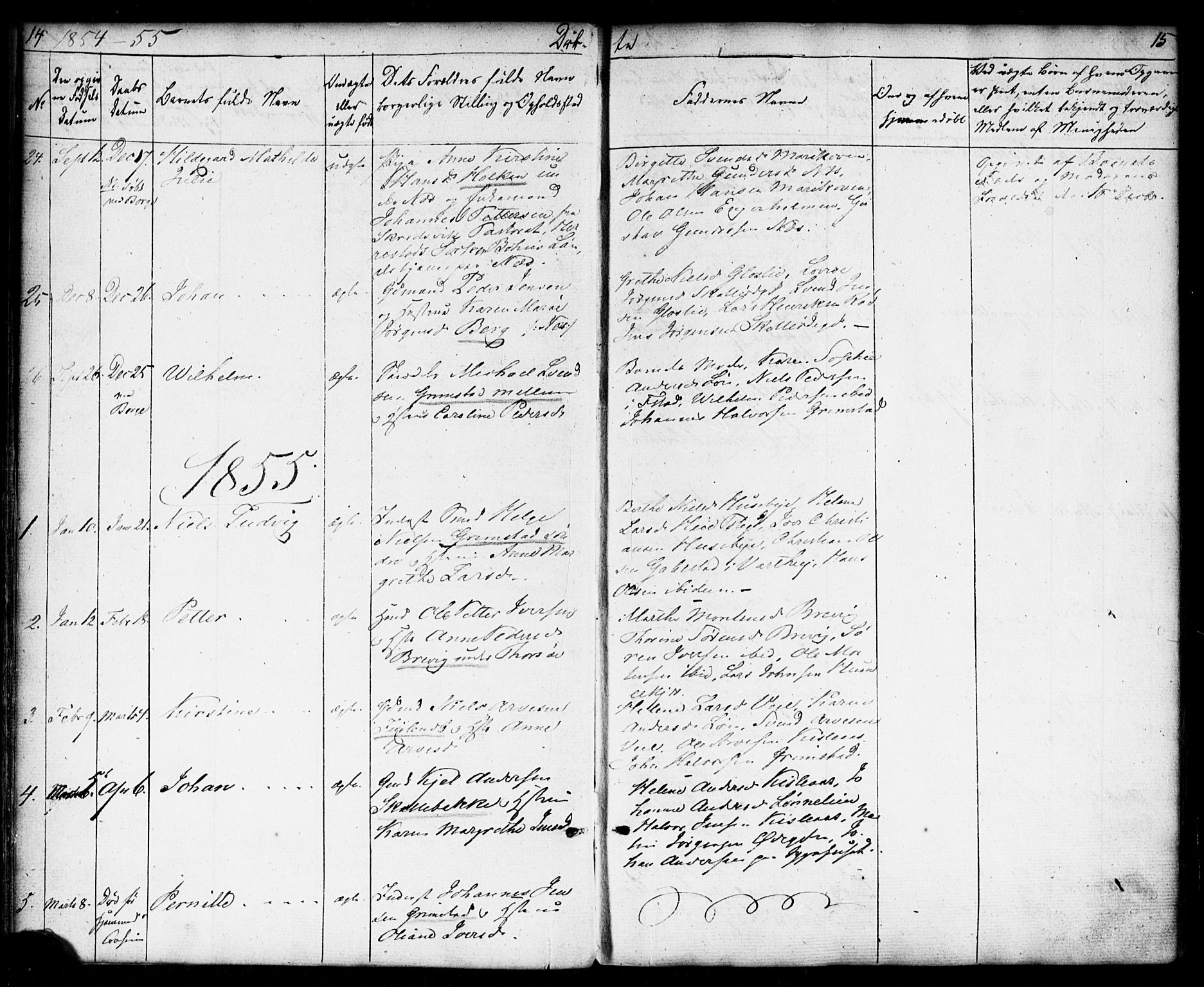 Borge prestekontor Kirkebøker, SAO/A-10903/F/Fb/L0002: Ministerialbok nr. II 2, 1853-1877, s. 14-15