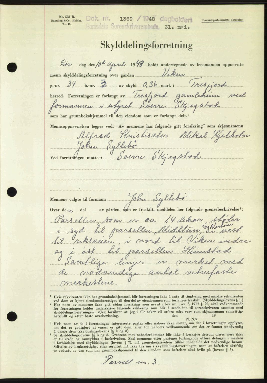 Romsdal sorenskriveri, SAT/A-4149/1/2/2C: Pantebok nr. A26, 1948-1948, Dagboknr: 1369/1948