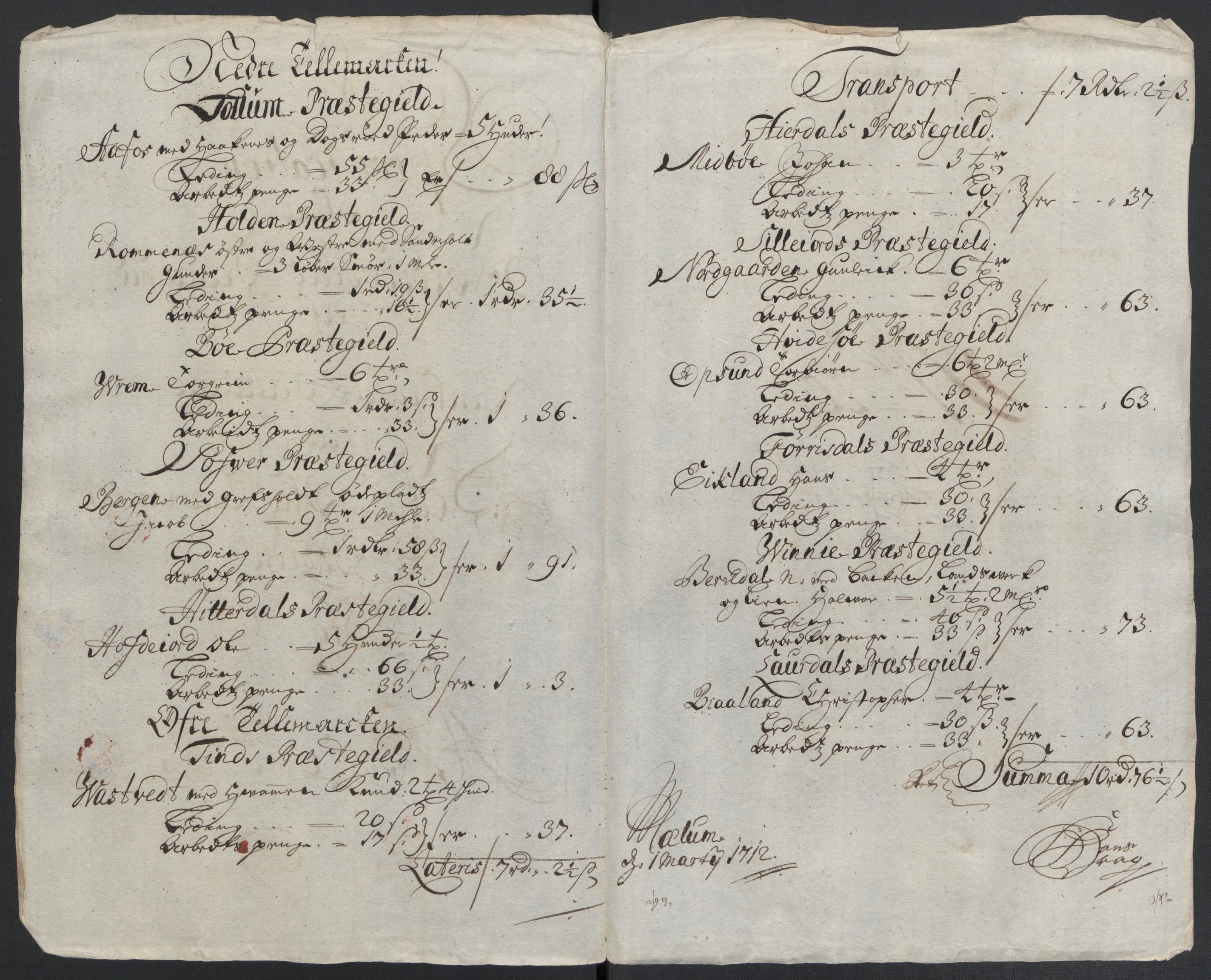 Rentekammeret inntil 1814, Reviderte regnskaper, Fogderegnskap, AV/RA-EA-4092/R36/L2120: Fogderegnskap Øvre og Nedre Telemark og Bamble, 1711, s. 229