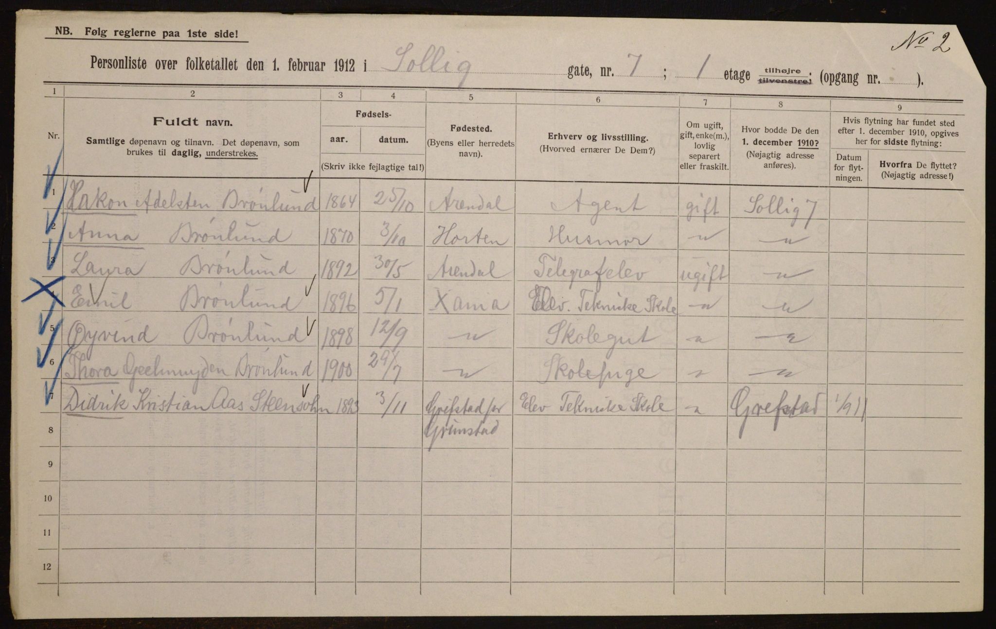 OBA, Kommunal folketelling 1.2.1912 for Kristiania, 1912, s. 100026