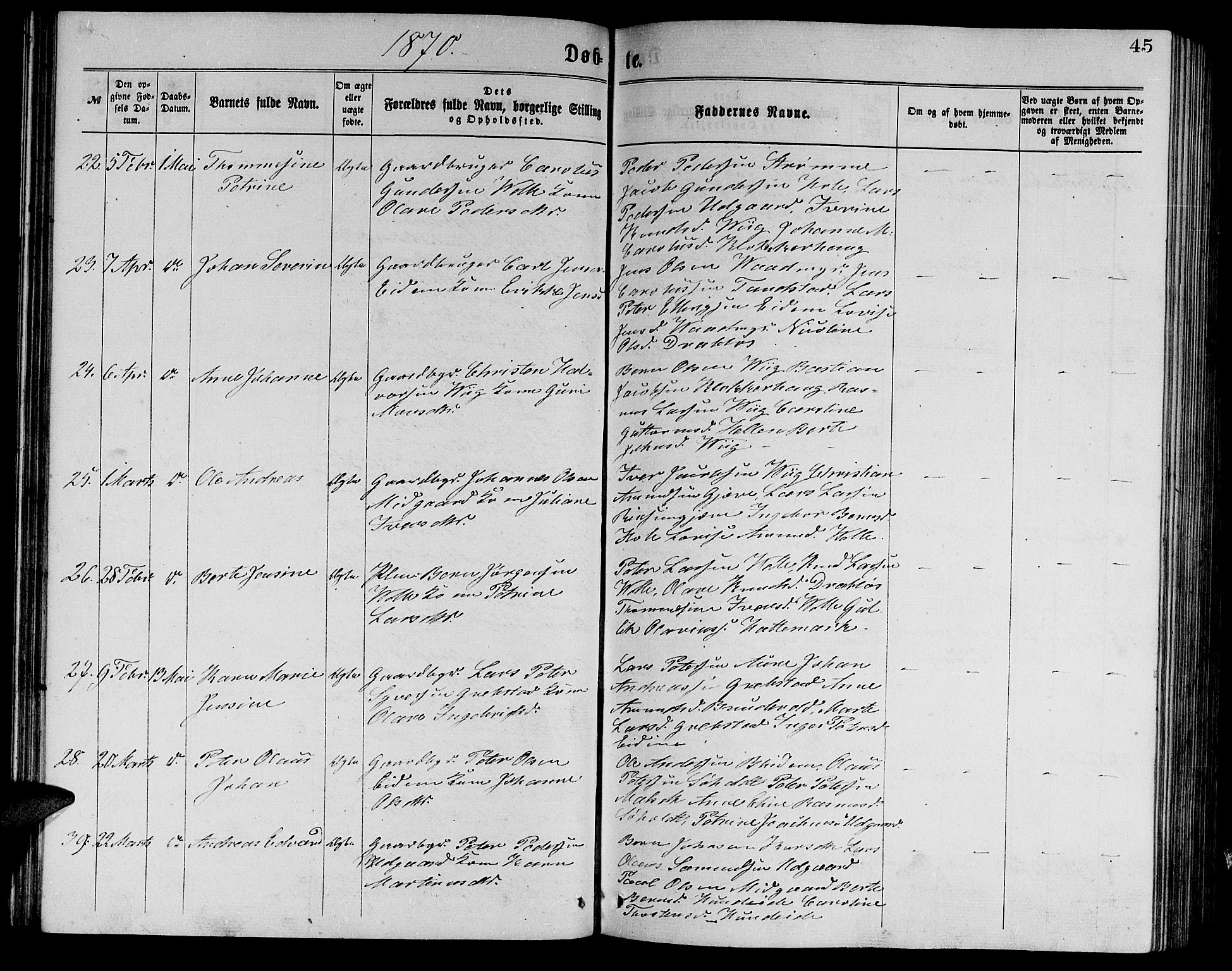 Ministerialprotokoller, klokkerbøker og fødselsregistre - Møre og Romsdal, AV/SAT-A-1454/523/L0338: Klokkerbok nr. 523C01, 1865-1877, s. 45