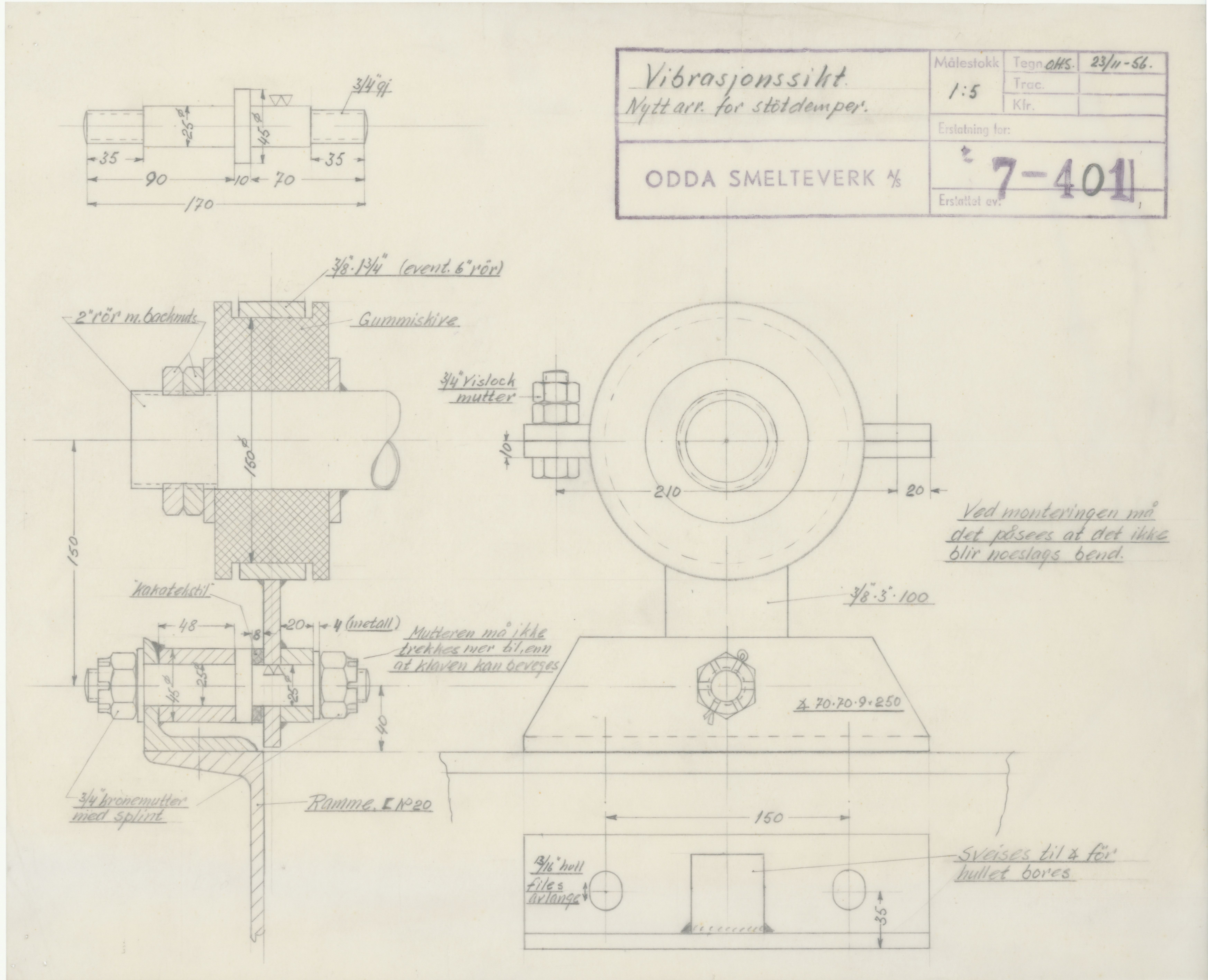 Odda smelteverk AS, KRAM/A-0157.1/T/Td/L0007: Gruppe 7. Knuse- og sikteanlegg - råmaterialer, 1944-1996