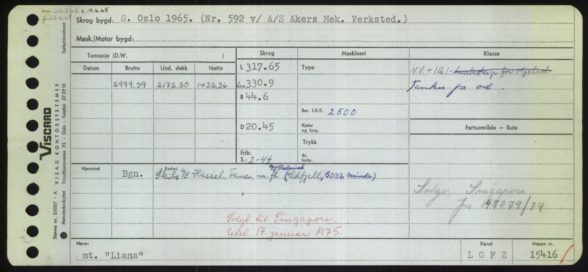 Sjøfartsdirektoratet med forløpere, Skipsmålingen, RA/S-1627/H/Hd/L0023: Fartøy, Lia-Løv, s. 1