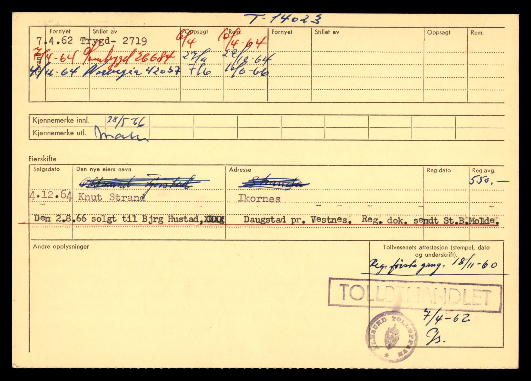 Møre og Romsdal vegkontor - Ålesund trafikkstasjon, AV/SAT-A-4099/F/Fe/L0042: Registreringskort for kjøretøy T 13906 - T 14079, 1927-1998, s. 1812