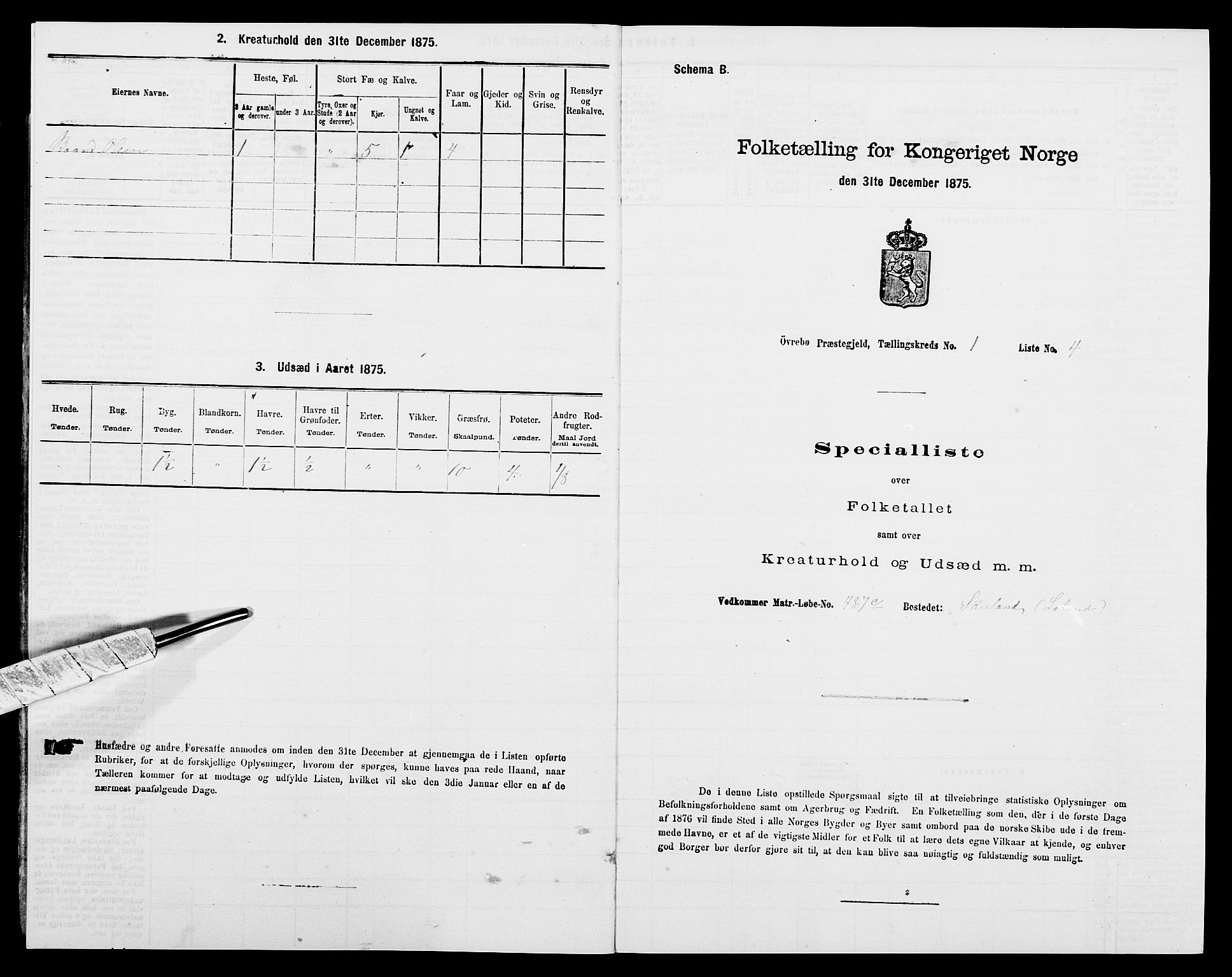 SAK, Folketelling 1875 for 1016P Øvrebø prestegjeld, 1875, s. 39