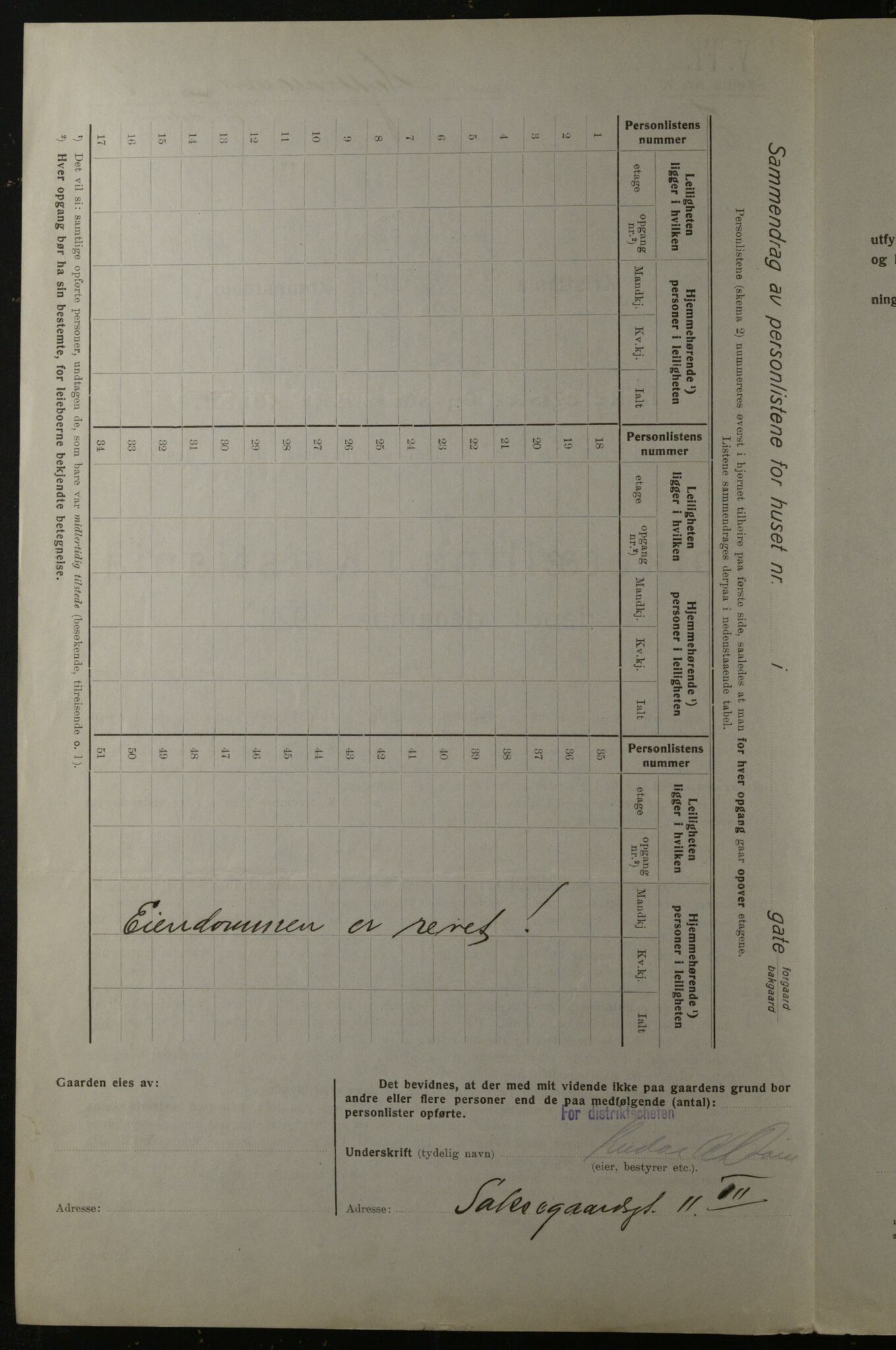 OBA, Kommunal folketelling 1.12.1923 for Kristiania, 1923, s. 81295