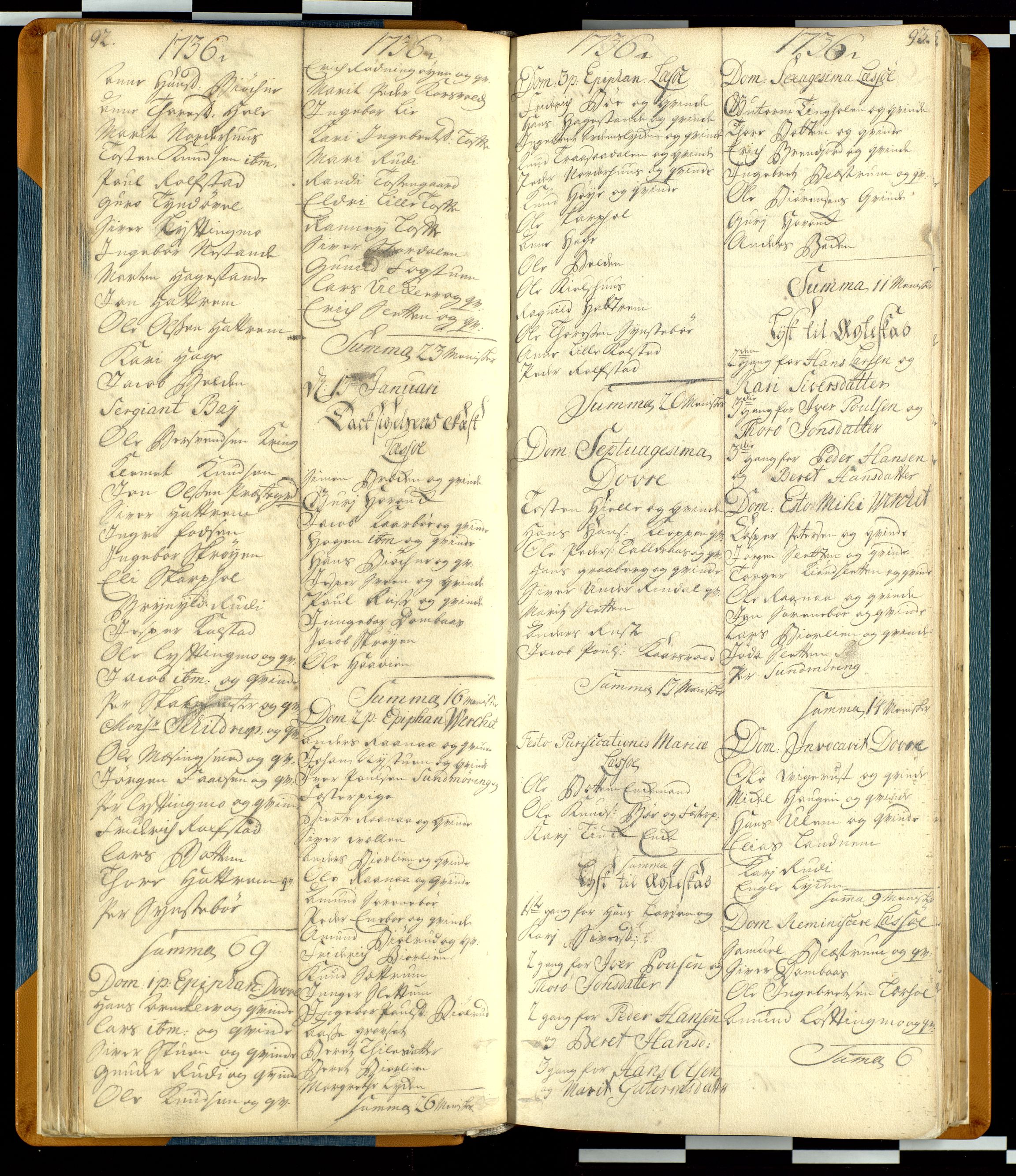 Lesja prestekontor, AV/SAH-PREST-068/H/Hb/L0001: Kommunikantprotokoll nr. 1, 1732-1748, s. 92-93