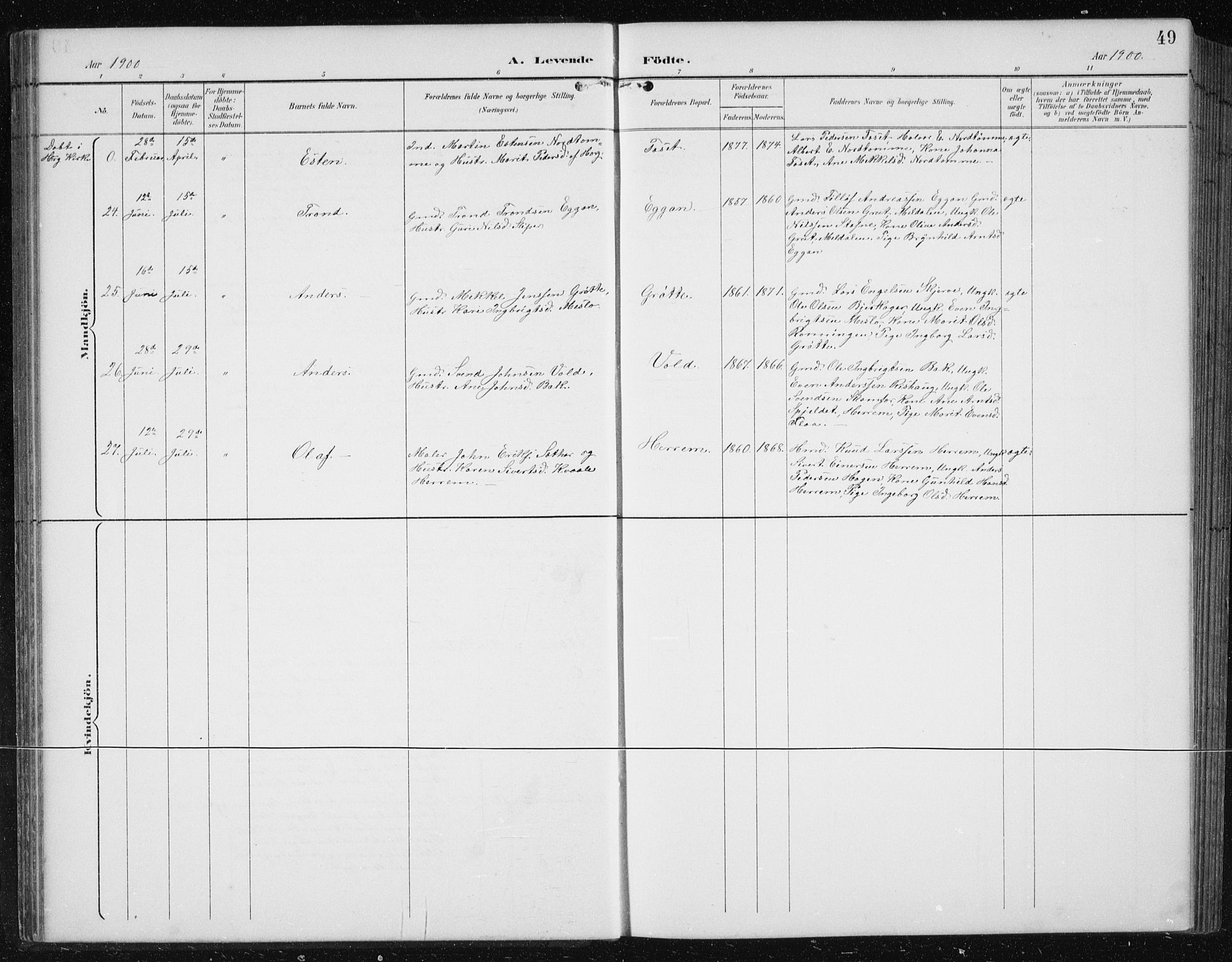 Ministerialprotokoller, klokkerbøker og fødselsregistre - Sør-Trøndelag, AV/SAT-A-1456/674/L0876: Klokkerbok nr. 674C03, 1892-1912, s. 49