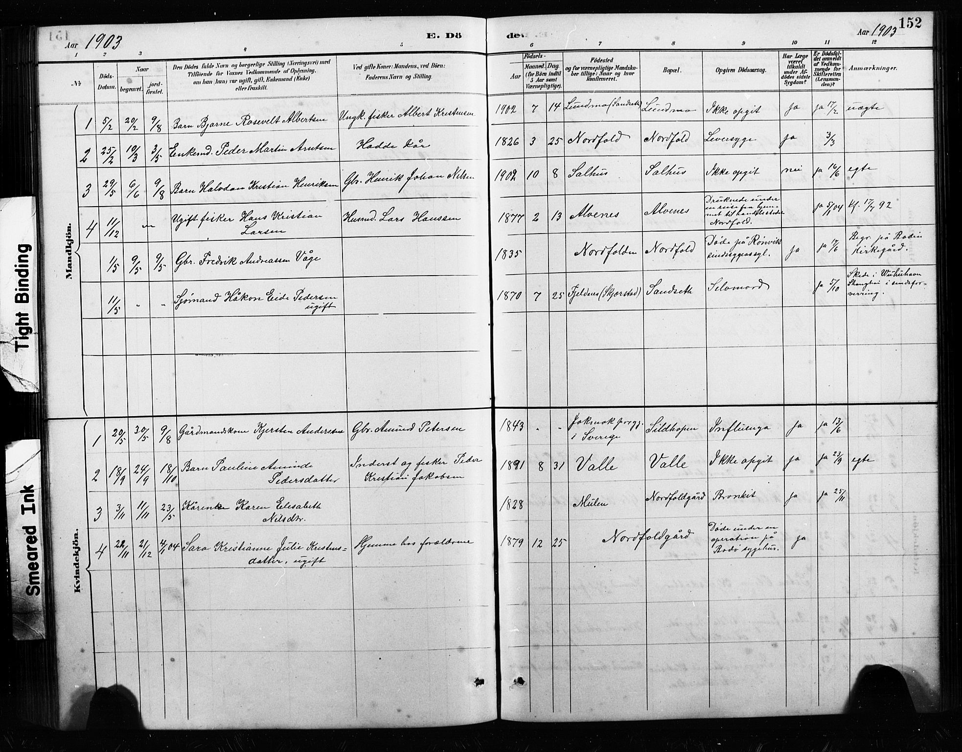 Ministerialprotokoller, klokkerbøker og fødselsregistre - Nordland, AV/SAT-A-1459/858/L0834: Klokkerbok nr. 858C01, 1884-1904, s. 152