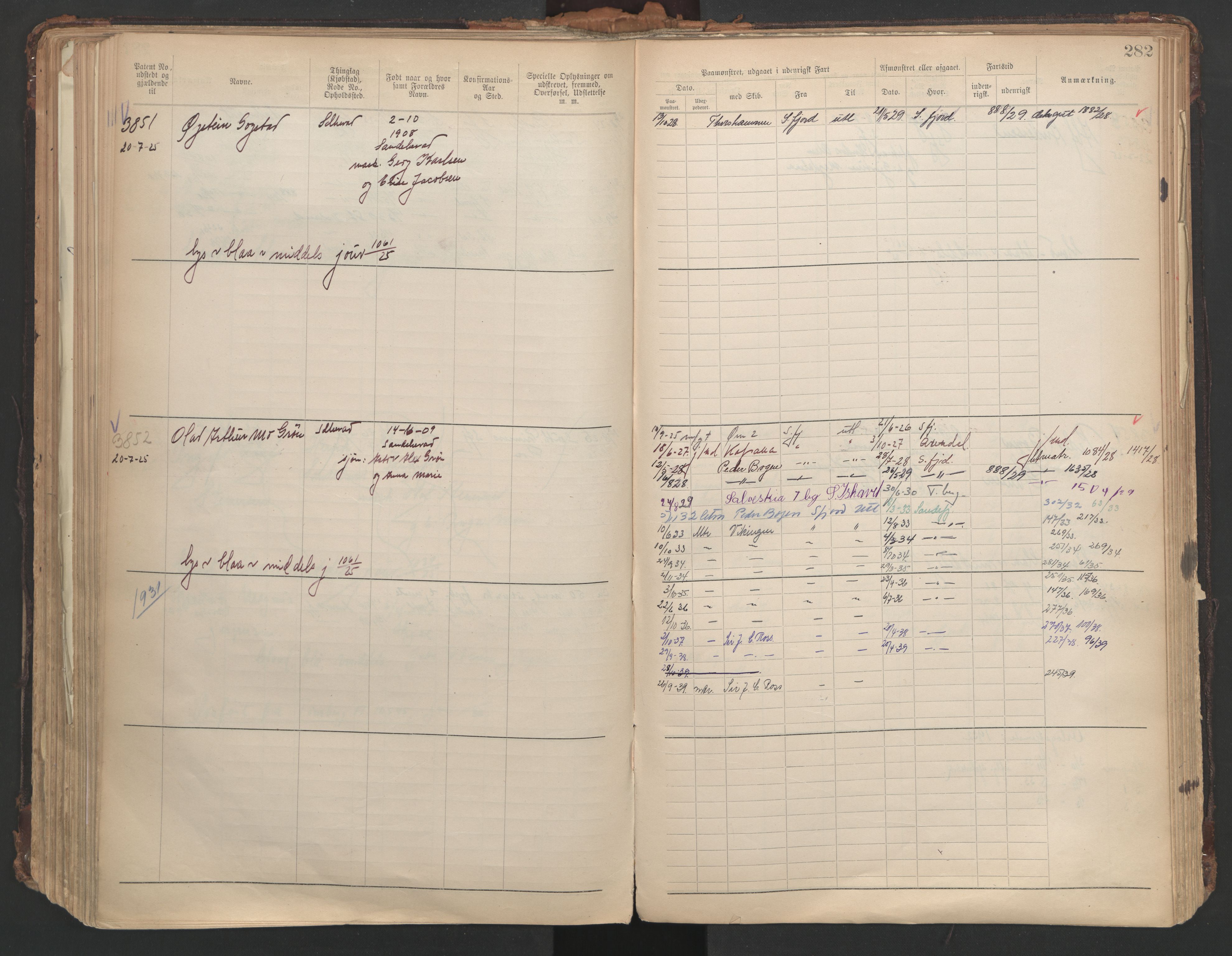 Sandefjord innrulleringskontor, AV/SAKO-A-788/F/Fb/L0010: Hovedrulle, 1921, s. 282