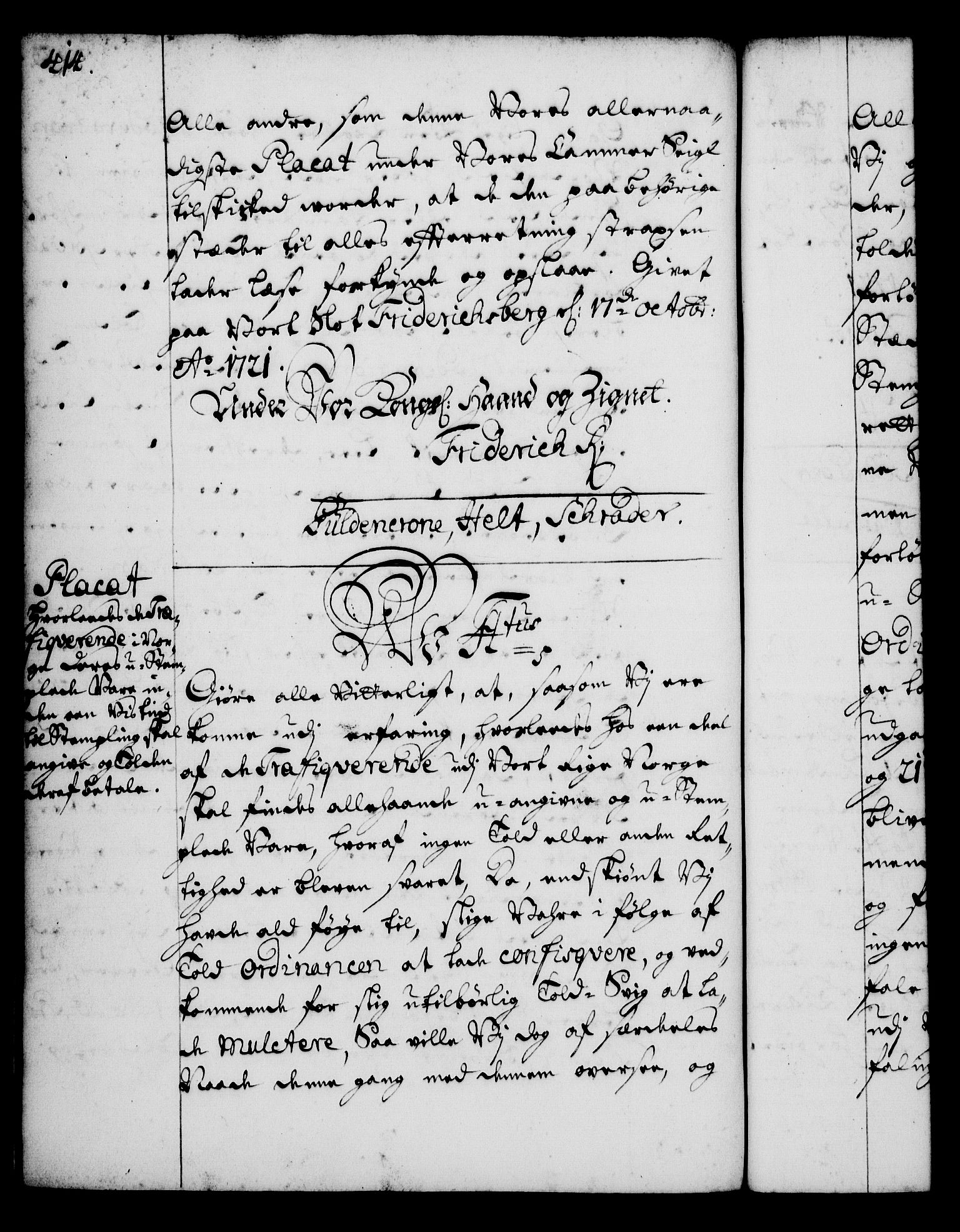 Rentekammeret, Kammerkanselliet, RA/EA-3111/G/Gg/Gga/L0001: Norsk ekspedisjonsprotokoll med register (merket RK 53.1), 1720-1723, s. 414