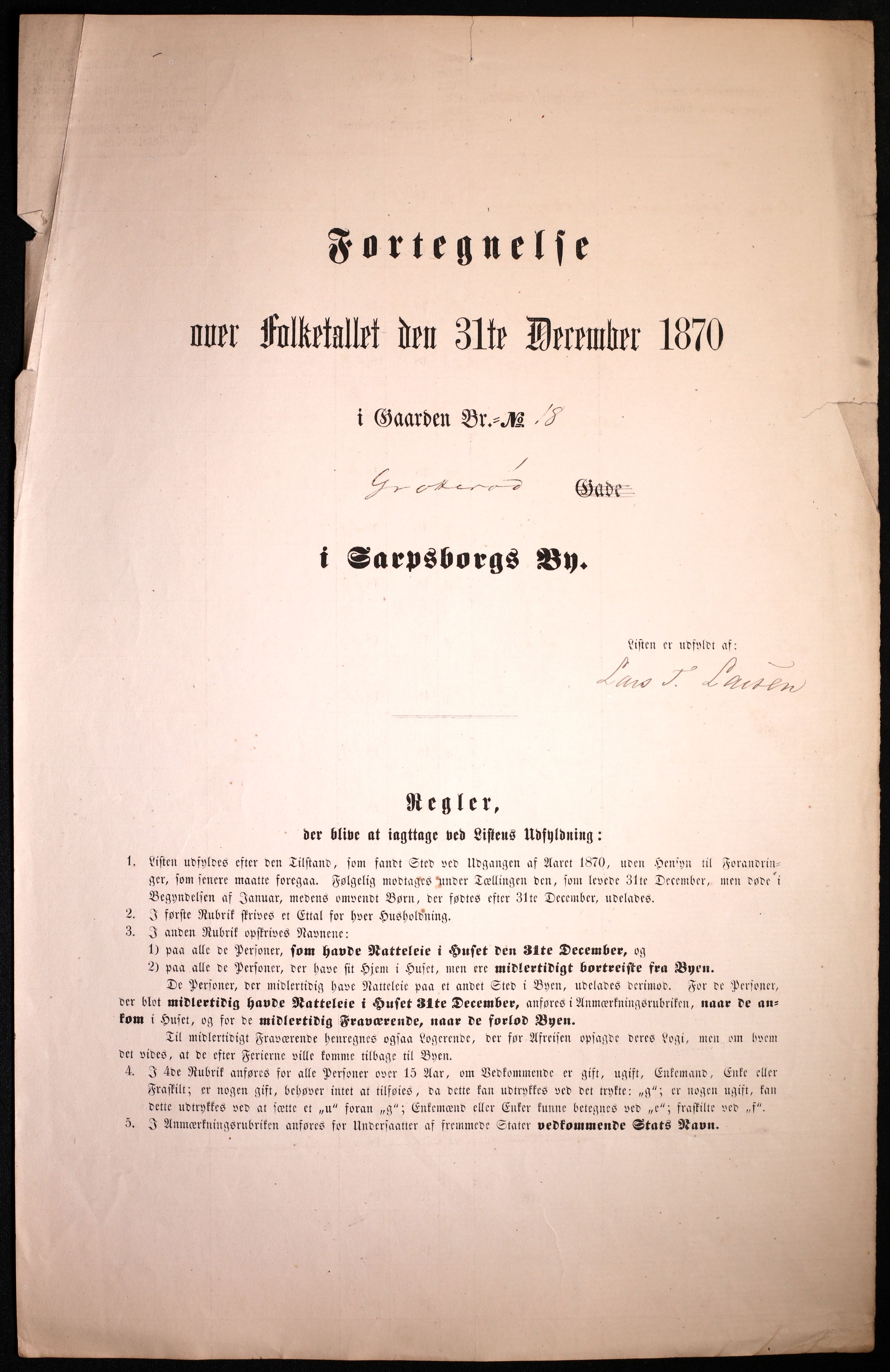 RA, Folketelling 1870 for 0102 Sarpsborg kjøpstad, 1870, s. 527