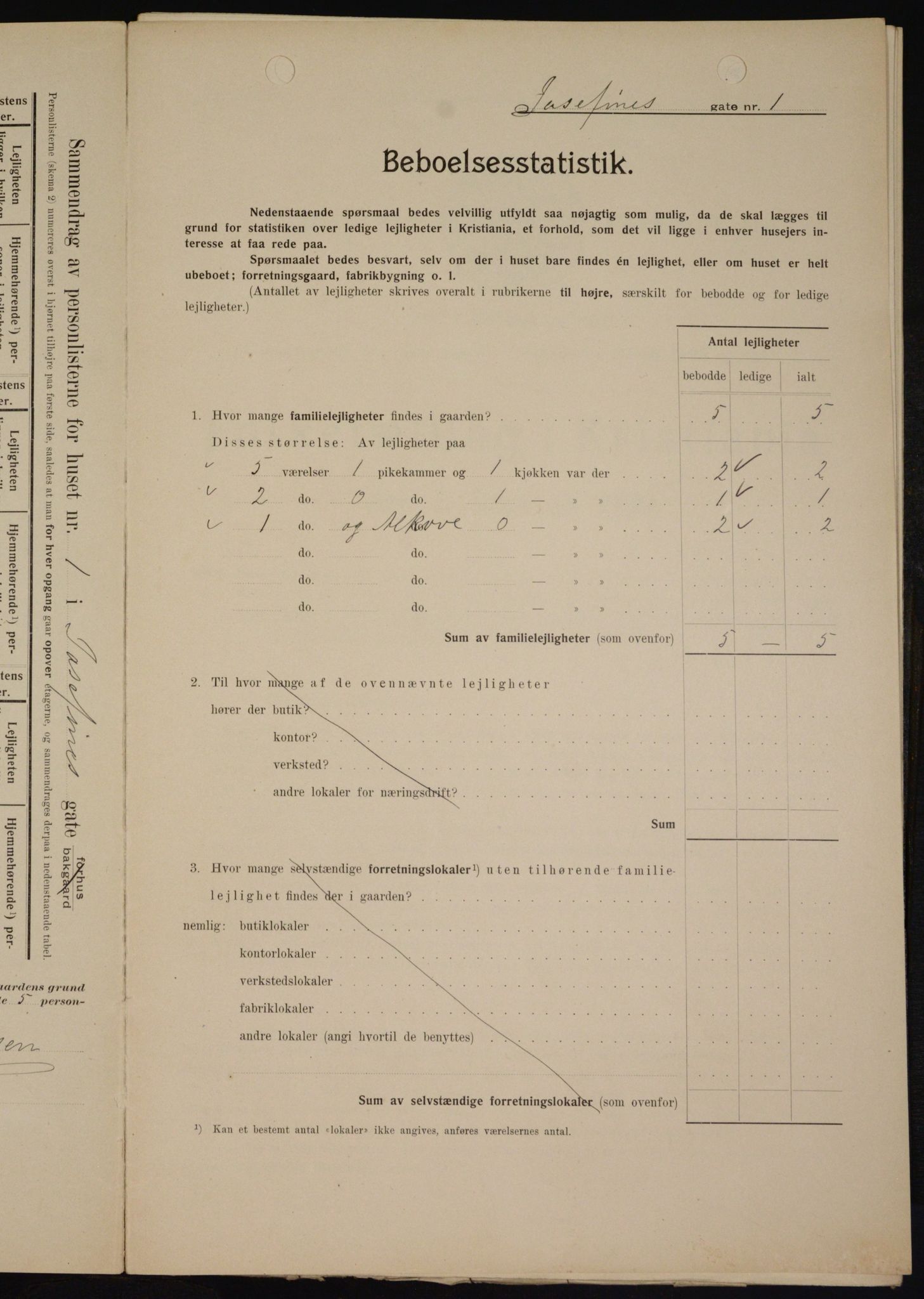 OBA, Kommunal folketelling 1.2.1909 for Kristiania kjøpstad, 1909, s. 43207