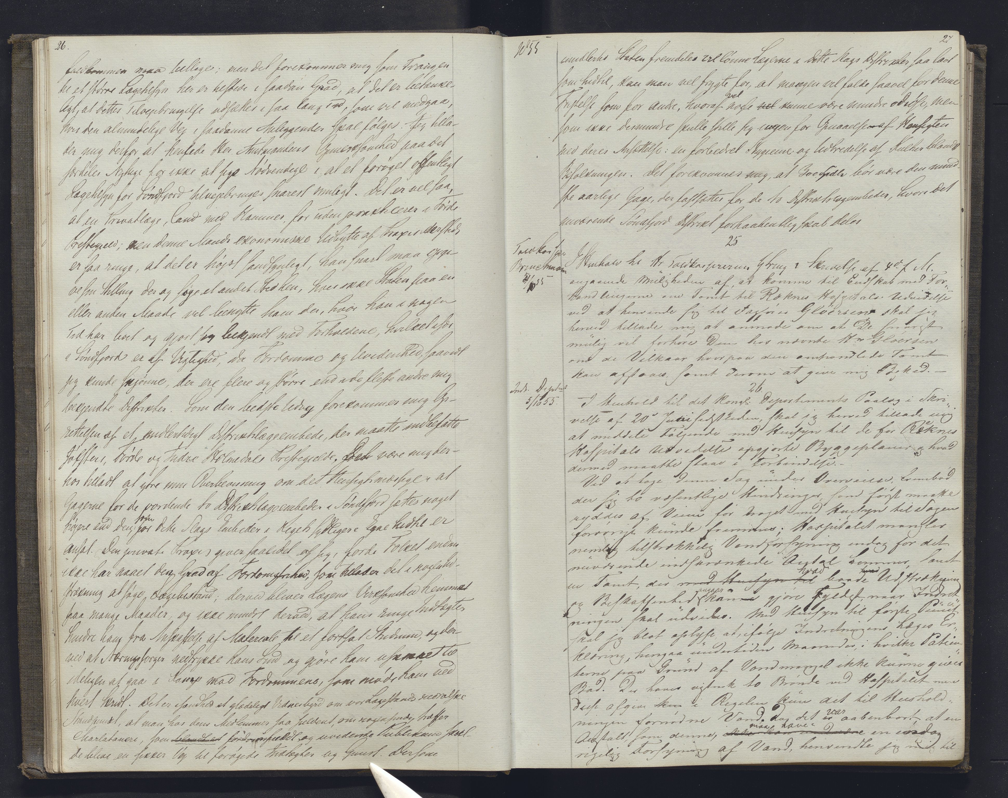 Lepraarkiver - Overlegen for den spedalske sykdom, AV/SAB-A-61001/B.b/L0001: Kopibok, 1854-1858, s. 26-27