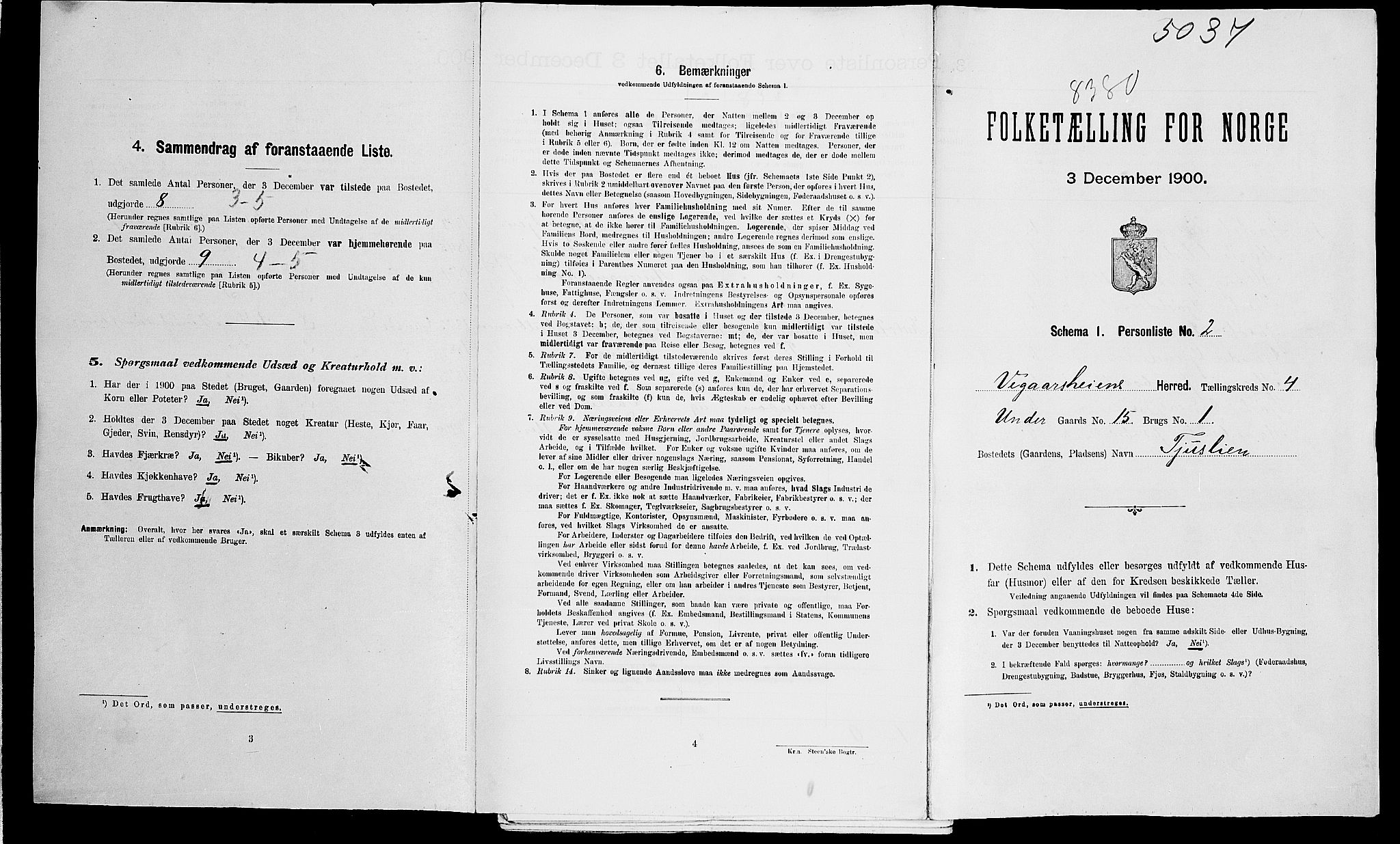 SAK, Folketelling 1900 for 0912 Vegårshei herred, 1900, s. 62